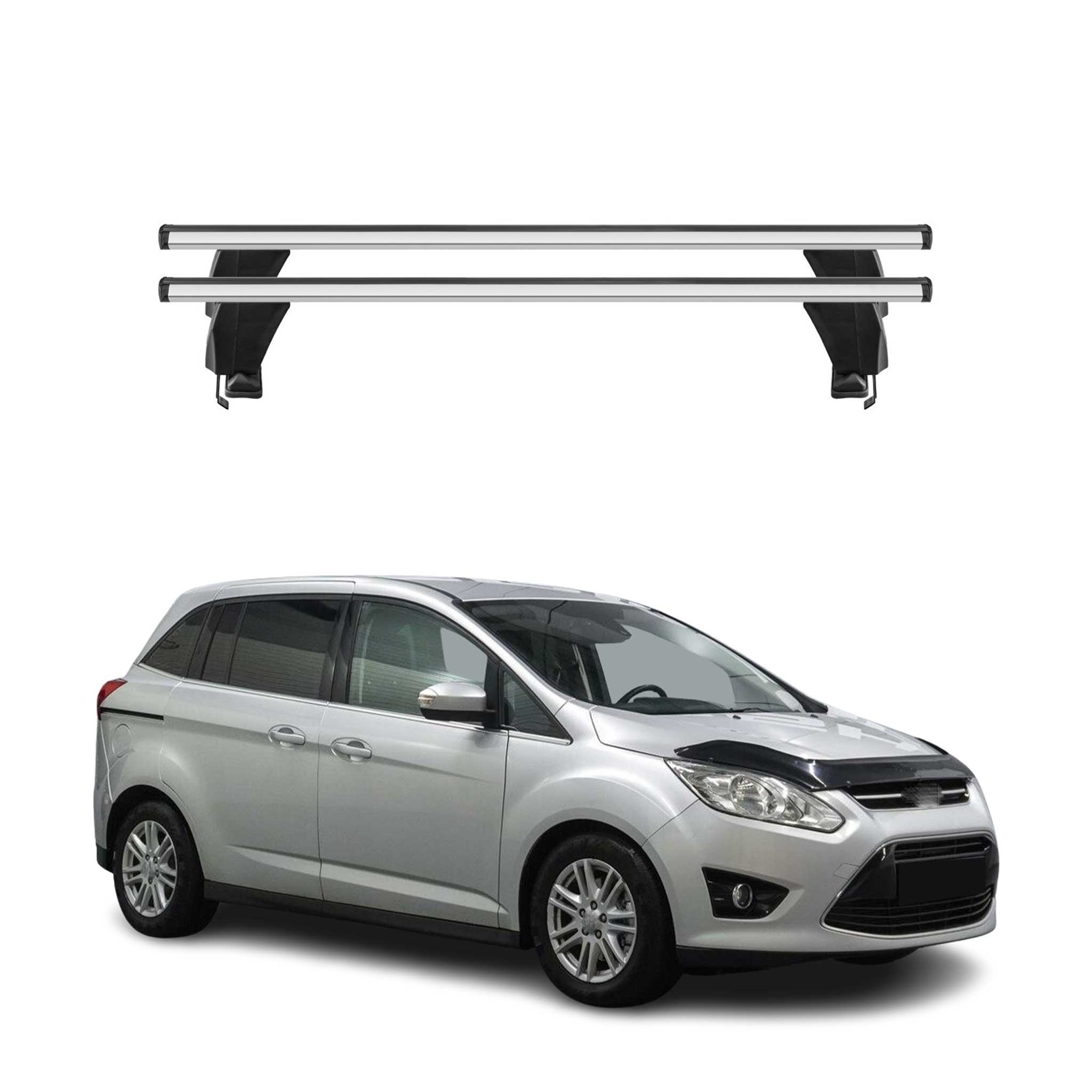 Omac Dachträger Querträger Alu Für Ford C-max Ii 2010-2019 – Abschließbar – T-nut – City-crash-getestet – Max. 50 Kg Silber