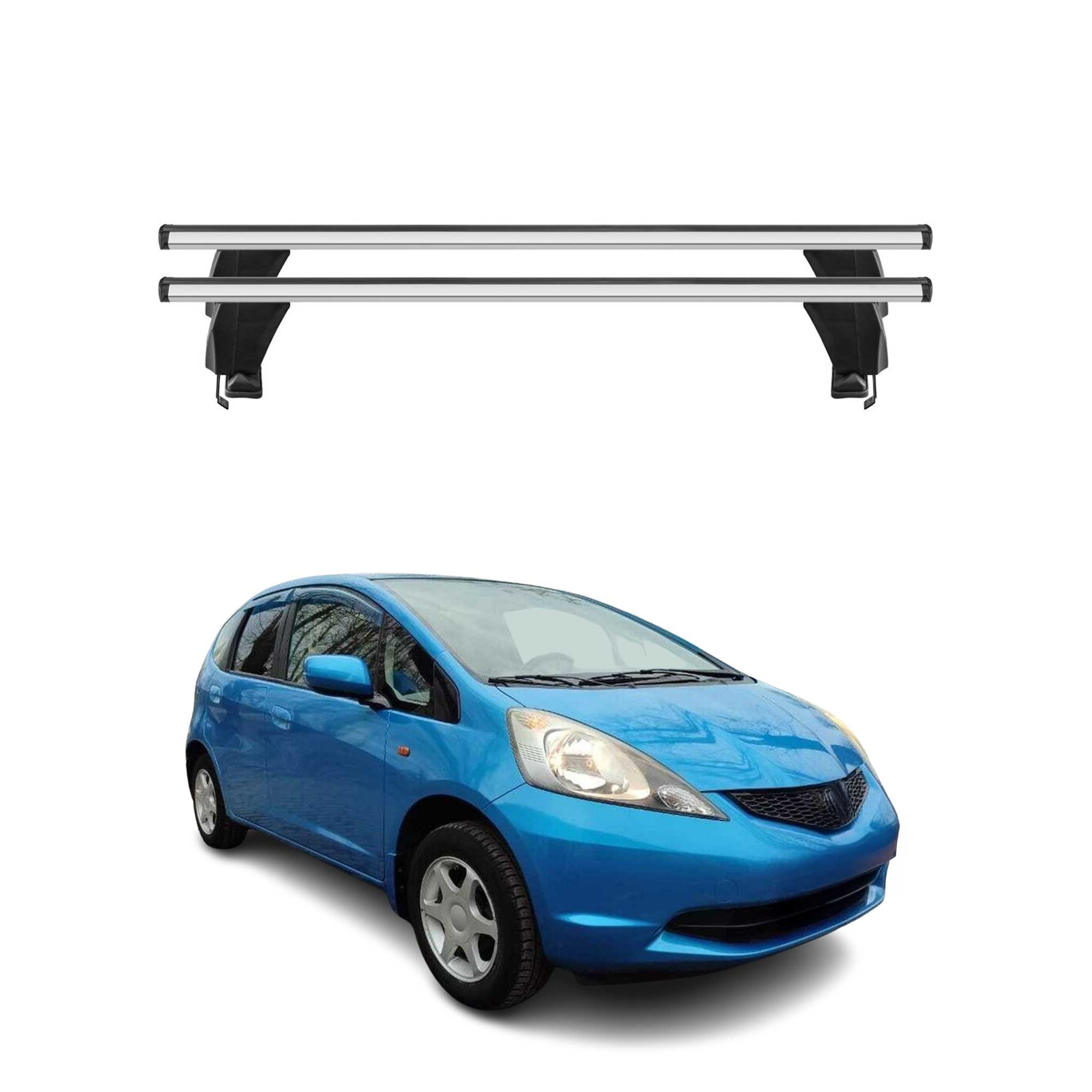 Omac Dachträger Querträger Alu Für Honda Jazz Ii 2008-2015 – Abschließbar – T-nut – City-crash-getestet – Max. 50 Kg Silber
