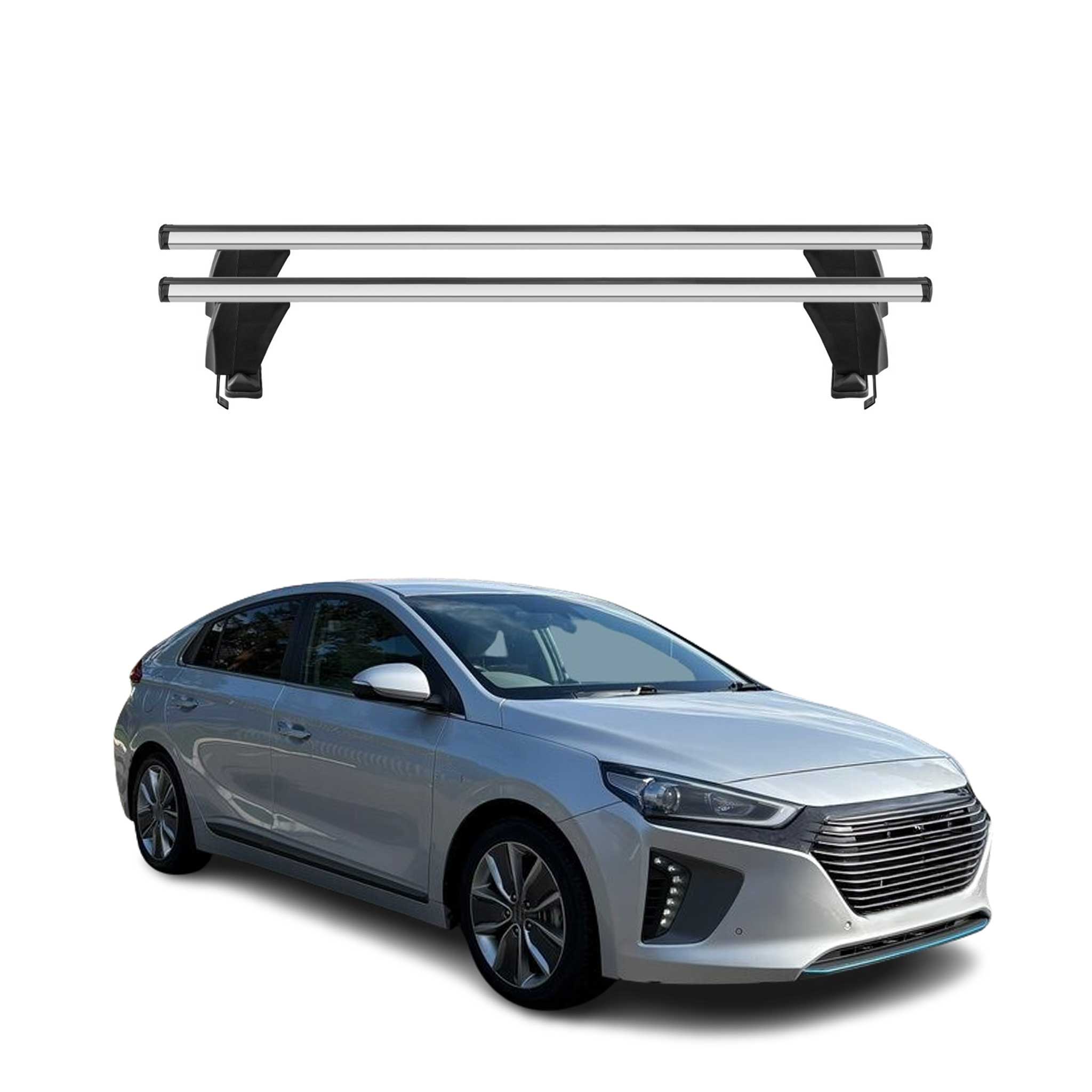 Omac Dachträger Querträger Alu Für Hyundai Ioniq 2017-2022 – Abschließbar – T-nut – City-crash-getestet – Max. 50 Kg Silber