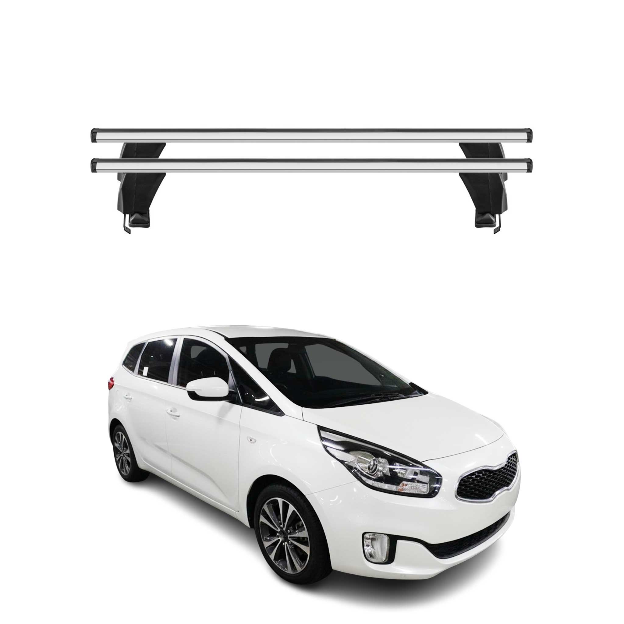 Omac Dachträger Querträger Alu Für Kia Carens Iii 2013-2019 – Abschließbar – T-nut – City-crash-getestet – Max. 50 Kg Silber