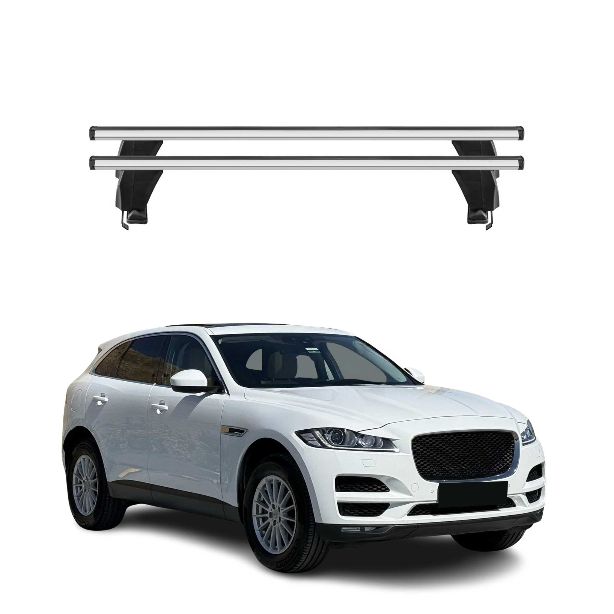 Omac Dachträger Querträger Alu Für Jaguar F-pace 2016-2025 – Abschließbar – T-nut – City-crash-getestet – Max. 50 Kg Silber