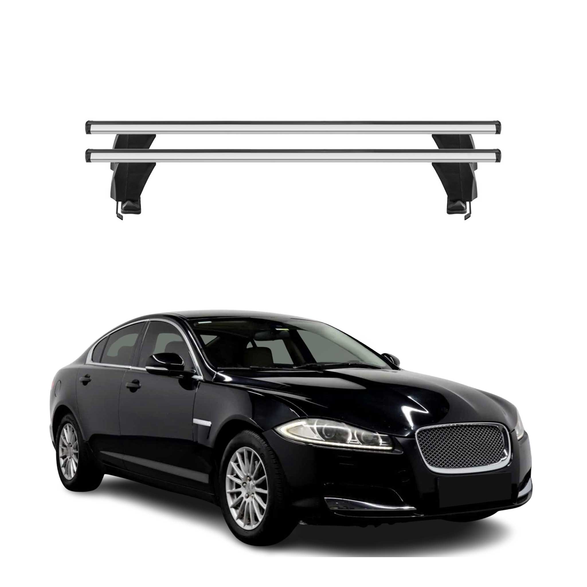 Omac Dachträger Querträger Alu Für Jaguar Xf X250 2008-2015 – Abschließbar – T-nut – City-crash-getestet – Max. 50 Kg Silber