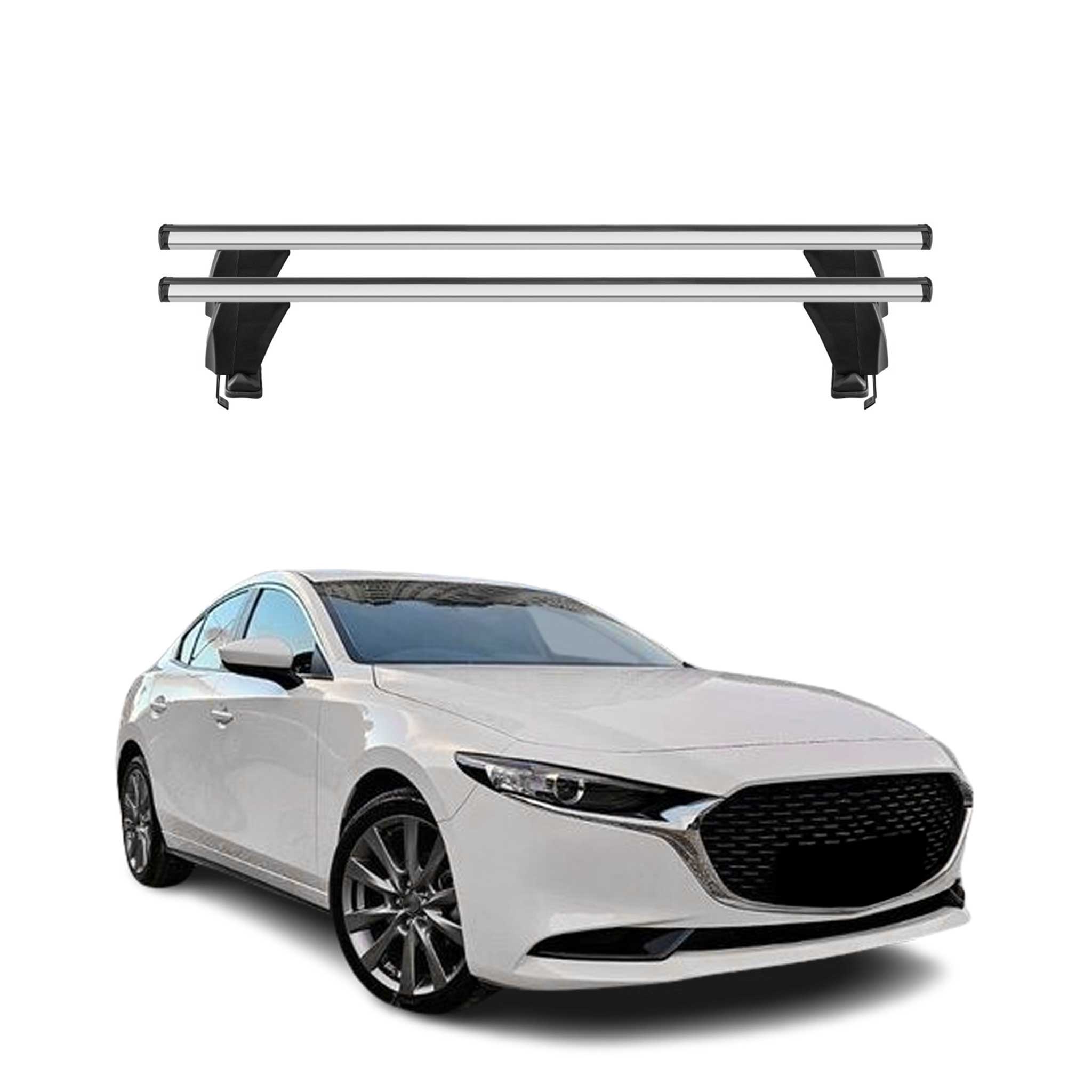 Omac Dachträger Querträger Alu Für Mazda3 Mk4 2019-2026 – Abschließbar – T-nut – City-crash-getestet – Max. 50 Kg Silber