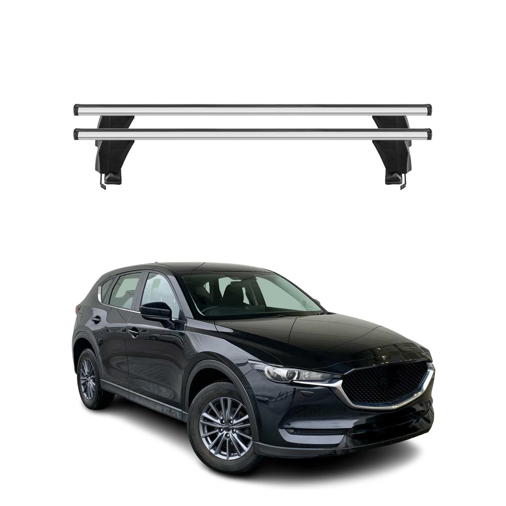 Omac Dachträger Querträger Alu Für Mazda Cx-5 Ii 2017-2025 – Abschließbar – T-nut – City-crash-getestet – Max. 50 Kg Silber