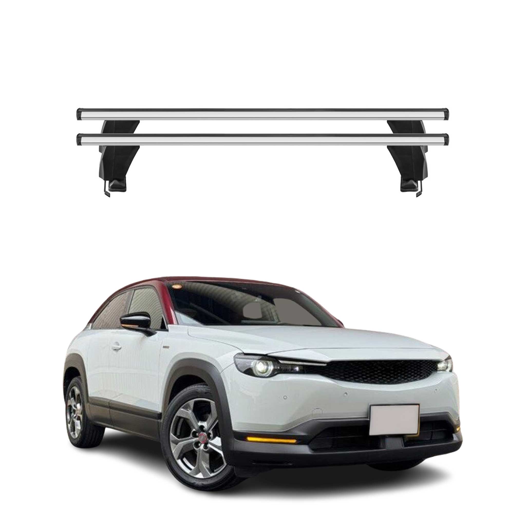 Omac Dachträger Querträger Alu Für Mazda Mx-30 2021-2026 – Abschließbar – T-nut – City-crash-getestet – Max. 50 Kg Silber