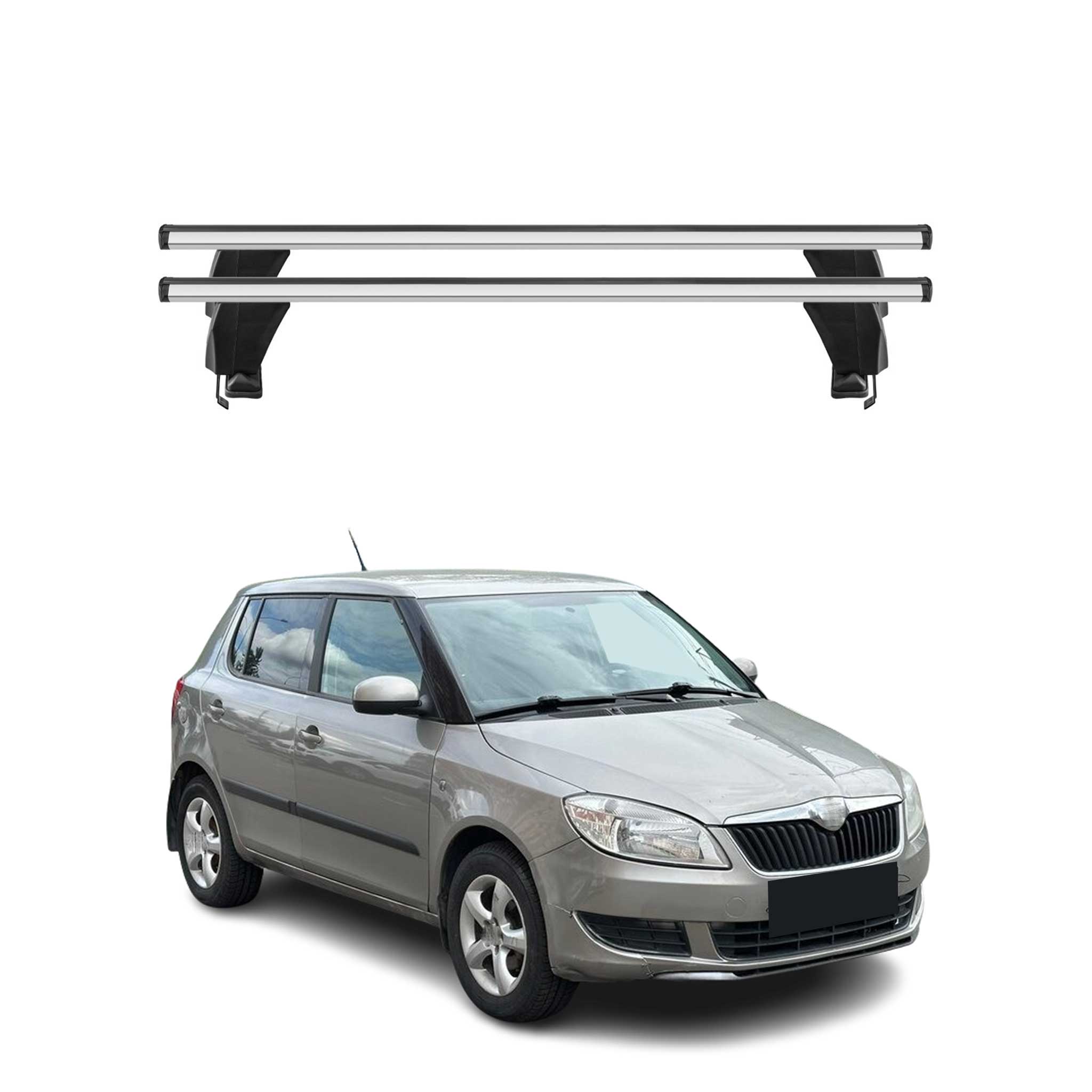 Omac Dachträger Querträger Alu Für Skoda Fabia Ii 2007-2014 – Abschließbar – T-nut – City-crash-getestet – Max. 50 Kg Silber