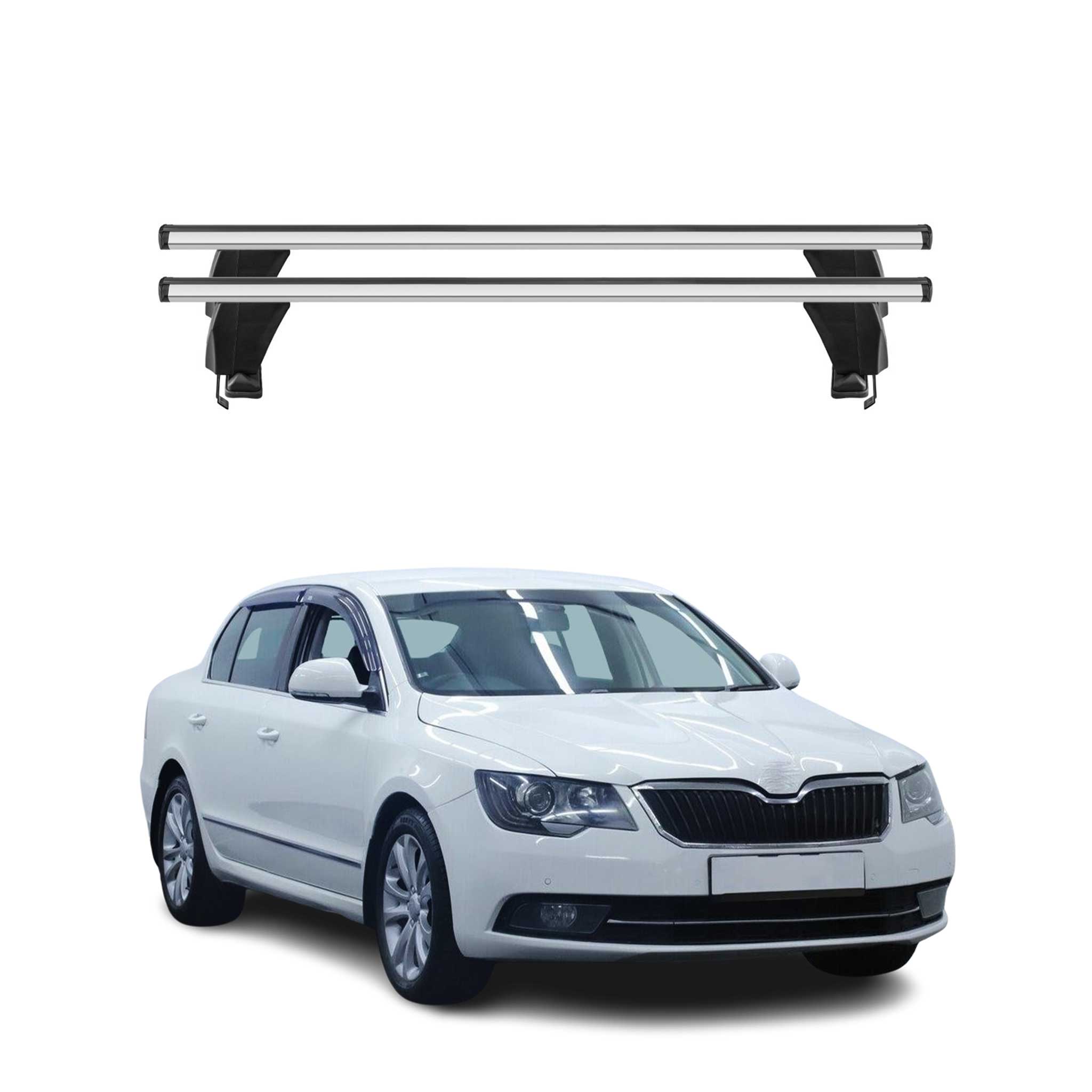 Omac Dachträger Querträger Alu Für Skoda Superb Ii 2008-2015 – Abschließbar – T-nut – City-crash-getestet – Max. 50 Kg Silber