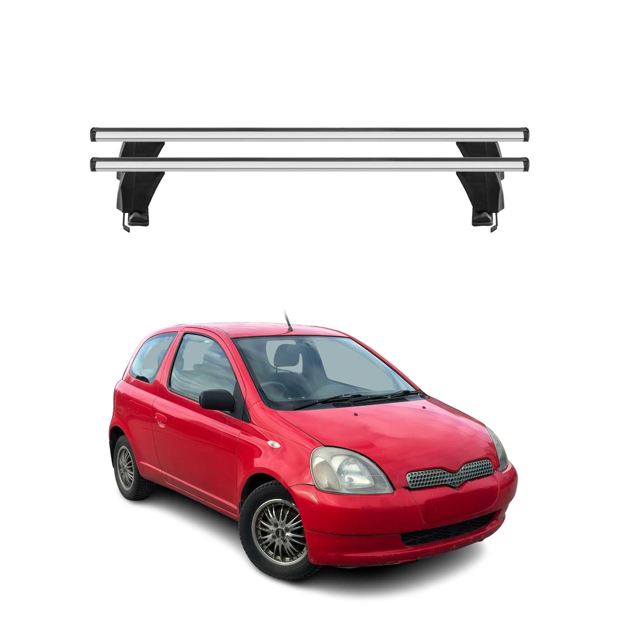 Omac Dachträger Querträger Alu Für Toyota Yaris I 1999-2005 – Abschließbar – T-nut – City-crash-getestet – Max. 50 Kg Silber