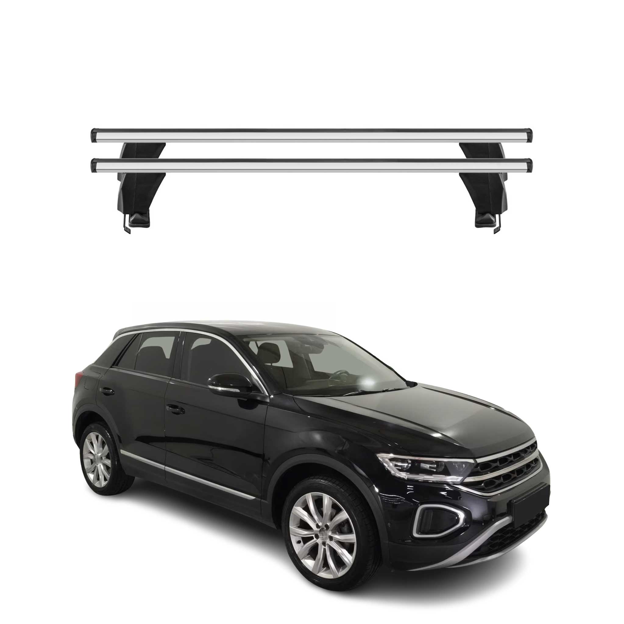 Omac Dachträger Querträger Alu Für Vw T-roc 2017-2025 – Abschließbar – T-nut – City-crash-getestet – Max. 50 Kg Silber