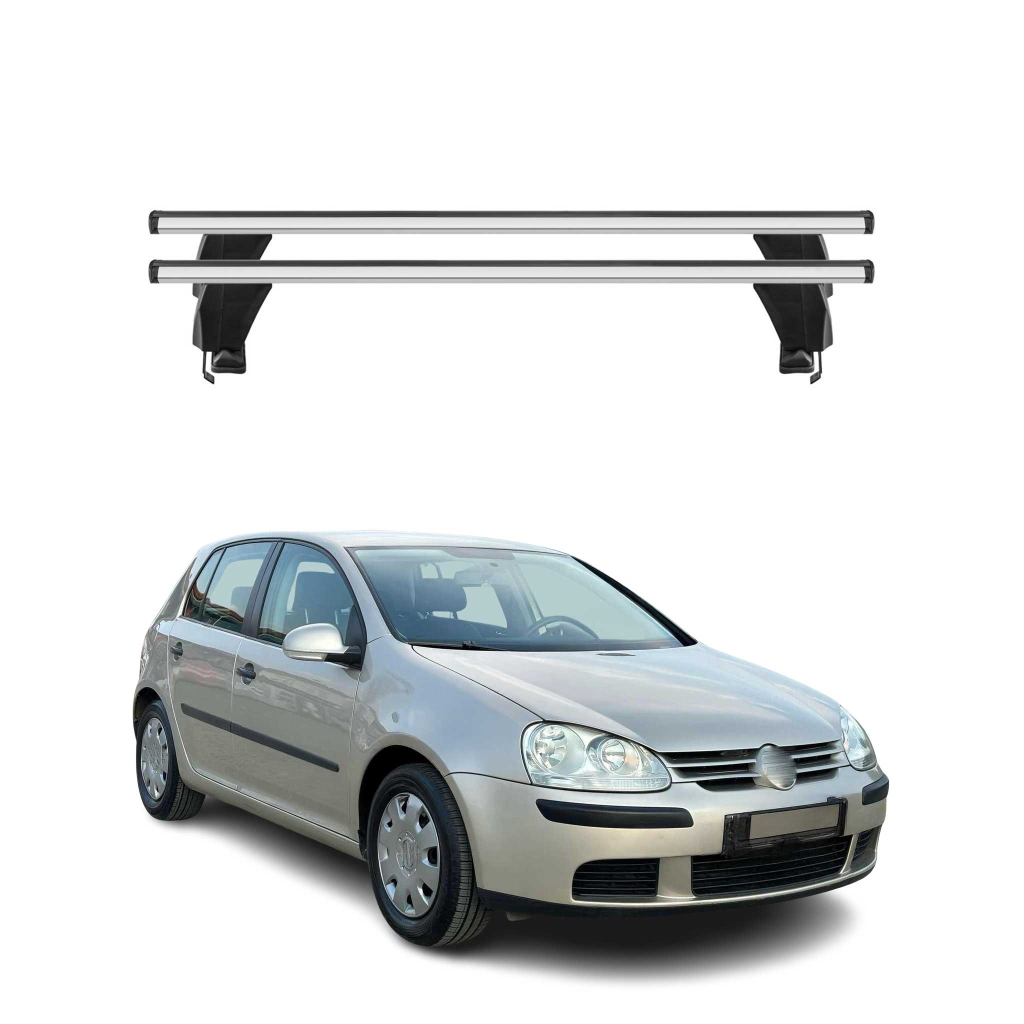 Omac Dachträger Querträger Alu Für Vw Golf Mk5 2004-2009 5tür – Abschließbar – T-nut – City-crash-getestet – Max. 50 Kg Silber