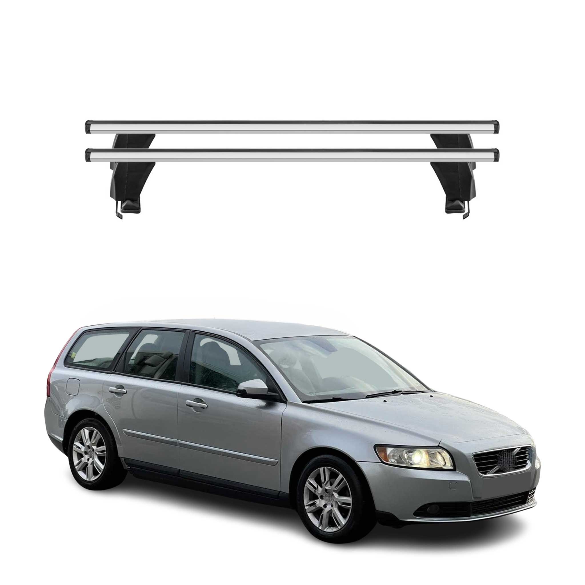Omac Dachträger Querträger Alu Für Volvo V50 2007-2012 Fl – Abschließbar – T-nut – City-crash-getestet – Max. 50 Kg Silber
