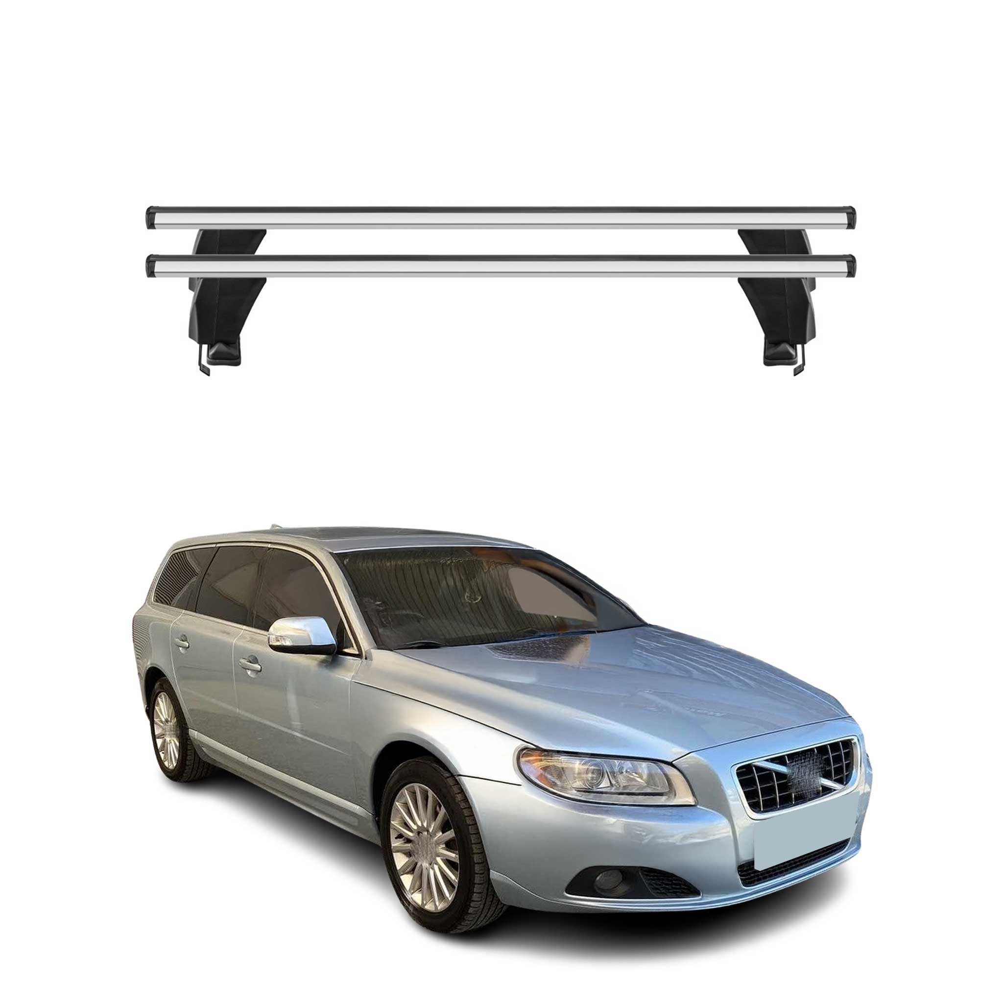 Omac Dachträger Querträger Alu Für Volvo V70 Iii 2008-2016 – Abschließbar – T-nut – City-crash-getestet – Max. 50 Kg Silber