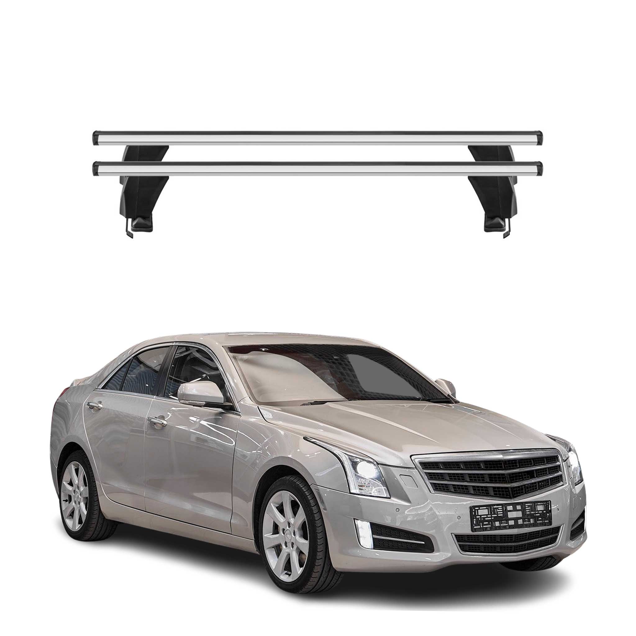 Omac Dachträger Querträger Alu Für Cadillac Ats 2013-2019 – Abschließbar – T-nut – City-crash-getestet – Max. 50 Kg Silber