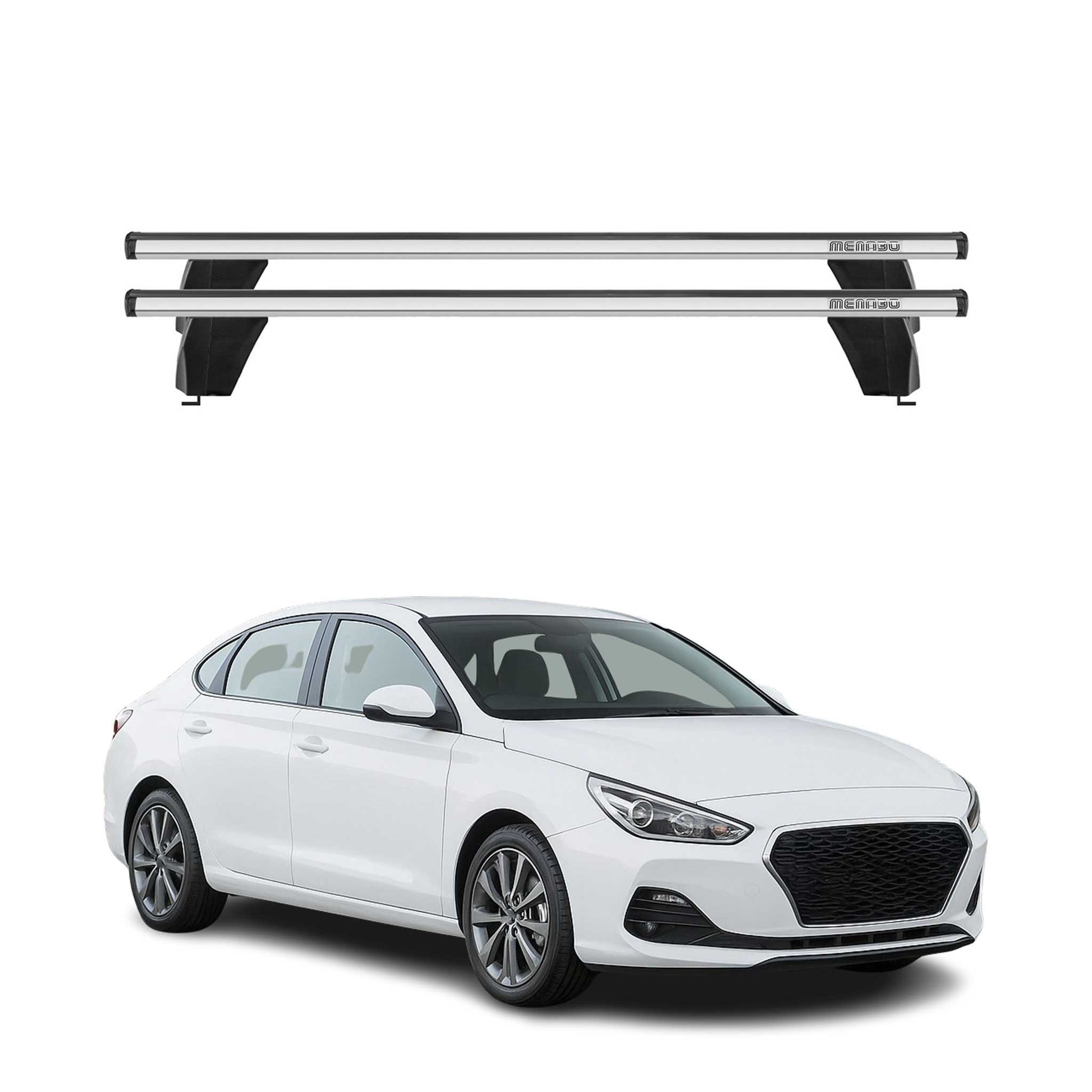 Omac Dachträger Querträger Alu Für Hyundai I30 Fastback 2018-2023 – Abschließbar – T-nut – City-crash-getestet – Max. 75 Kg Silber