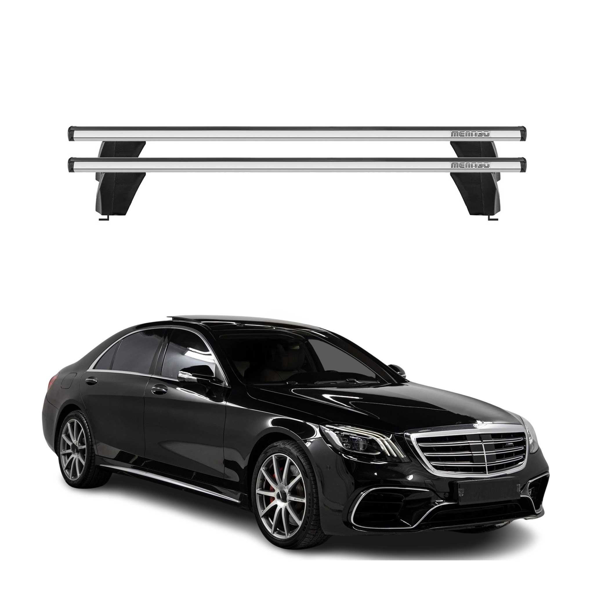 Omac Dachträger Querträger Alu Für Mercedes S Klasse W222 2014-2020 – Abschließbar – T-nut – City-crash-getestet – Max. 75 Kg Silber