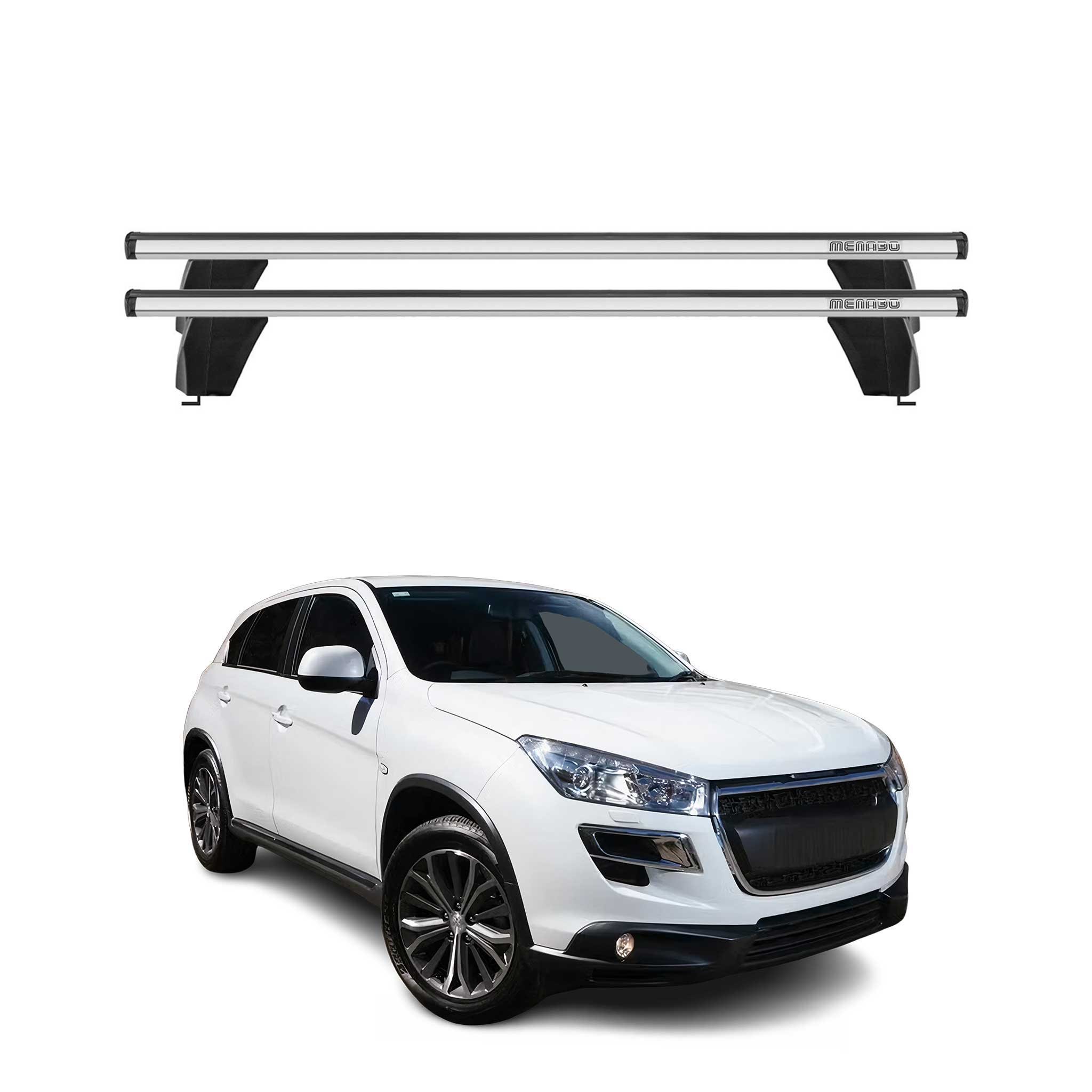 Omac Dachträger Querträger Alu Für Peugeot 4008 2012-2017 – Abschließbar – T-nut – City-crash-getestet – Max. 75 Kg Silber
