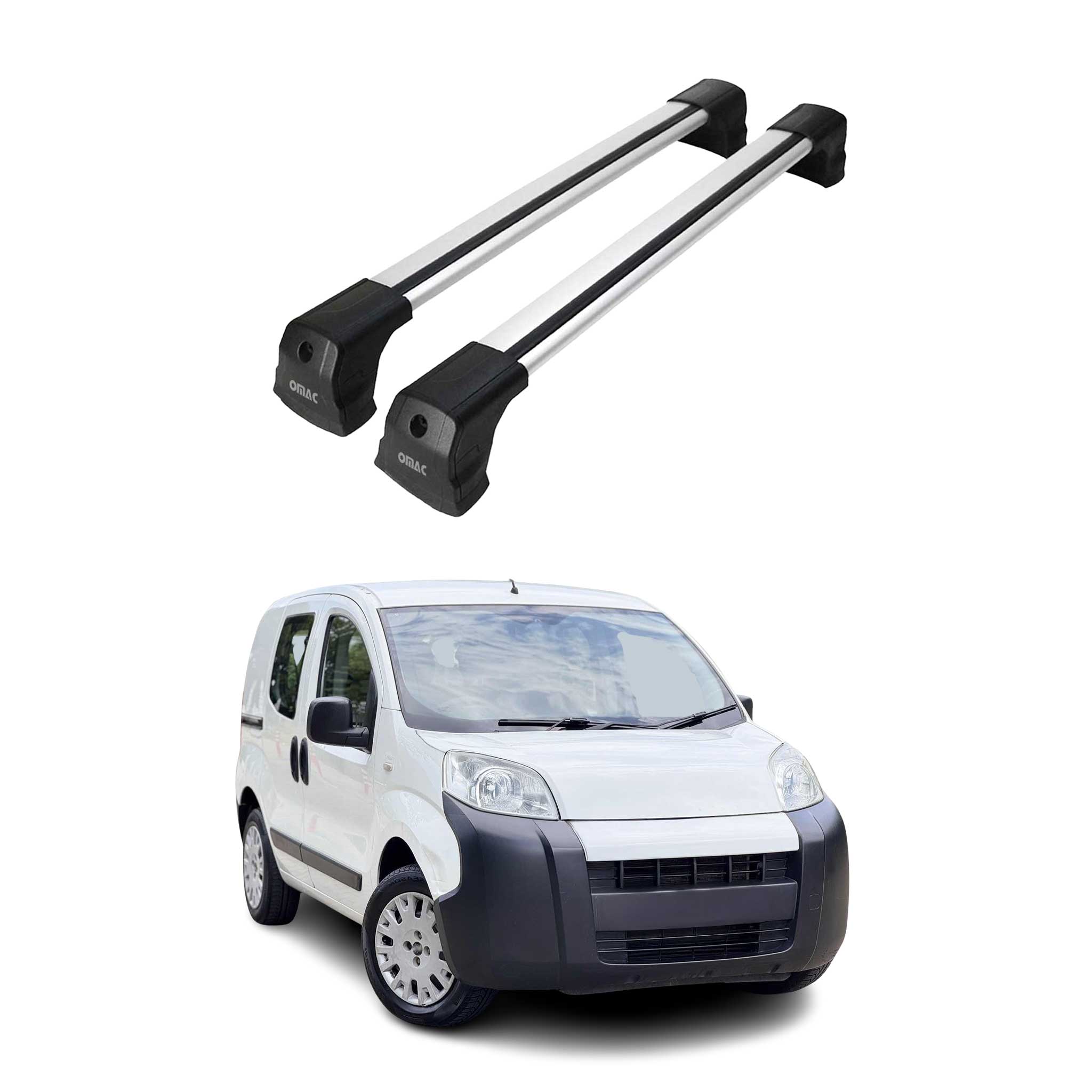 Omac Dachträger Querträger Kompatibel Mit Citroen Nemo 2008-2017 – 2 Stangen – Abschließbar – Aluminium Silber
