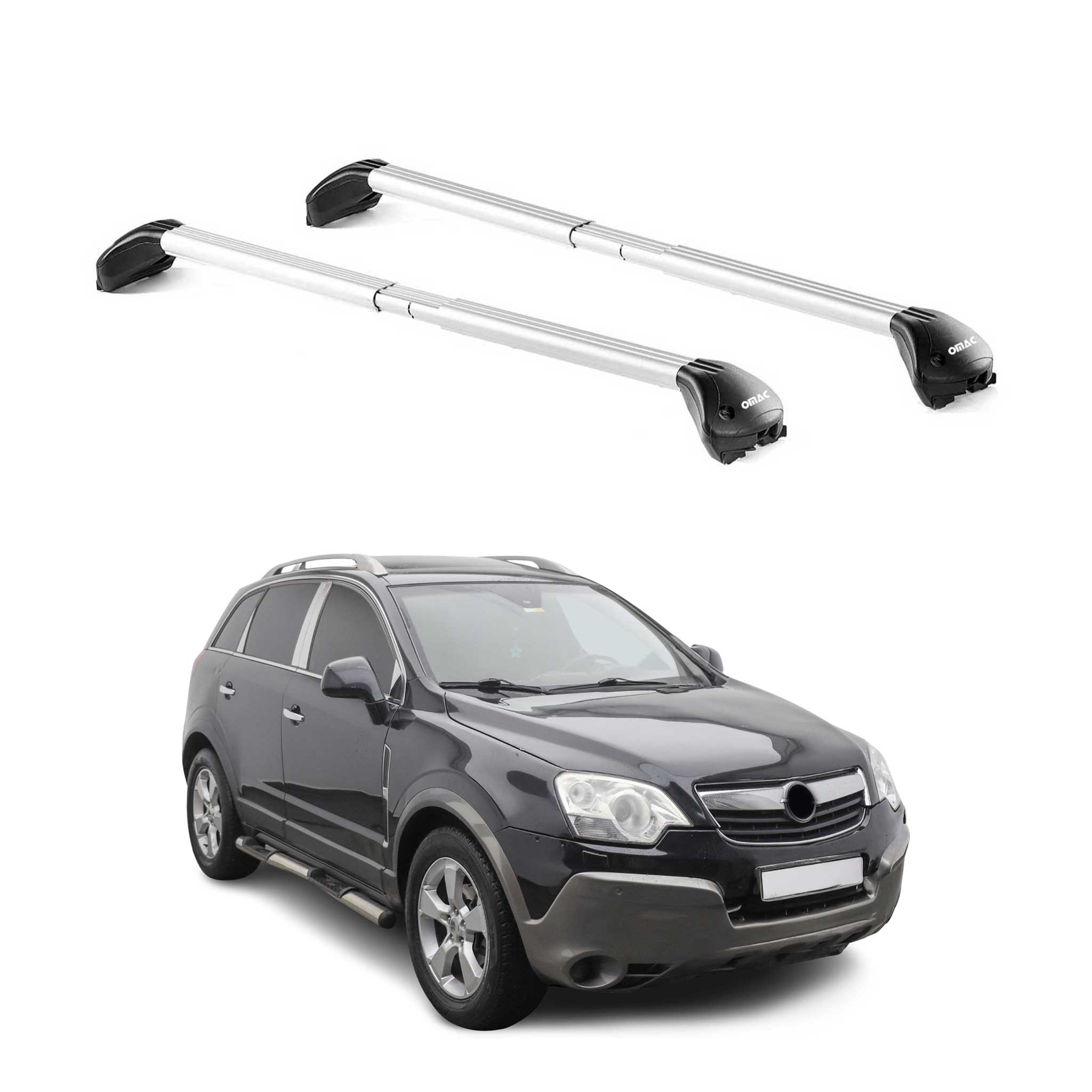 Omac Dachträger Querträger Tüv Geprüft Für Opel Antara 2006-2015 – Abschließbar (4 Schlösser) – Max 100 Kg – Edelstahlband + Gummischutz Silber