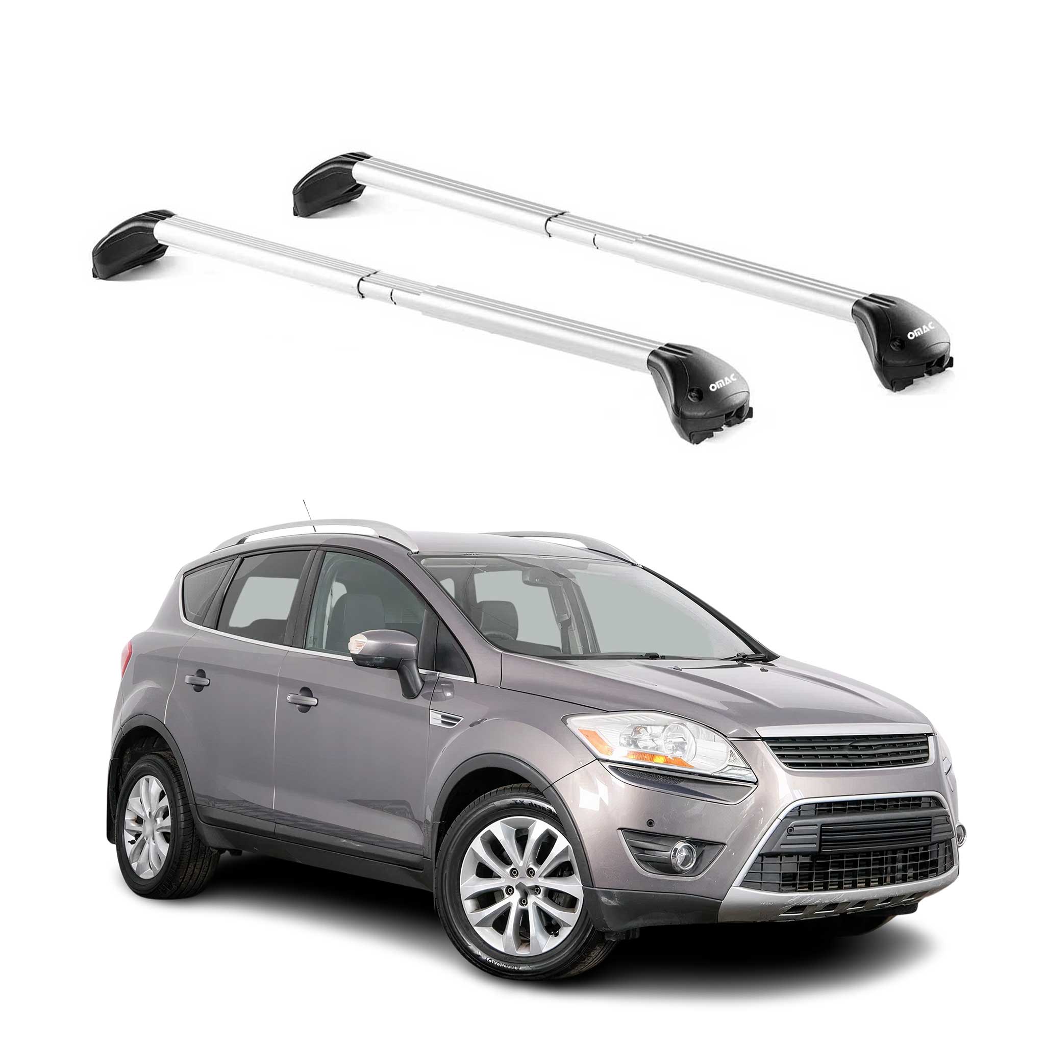 Omac Dachträger Querträger Tüv Geprüft Für Ford Kuga I 2008-2012 – Abschließbar (4 Schlösser) – Max 100 Kg – Edelstahlband + Gummischutz Silber