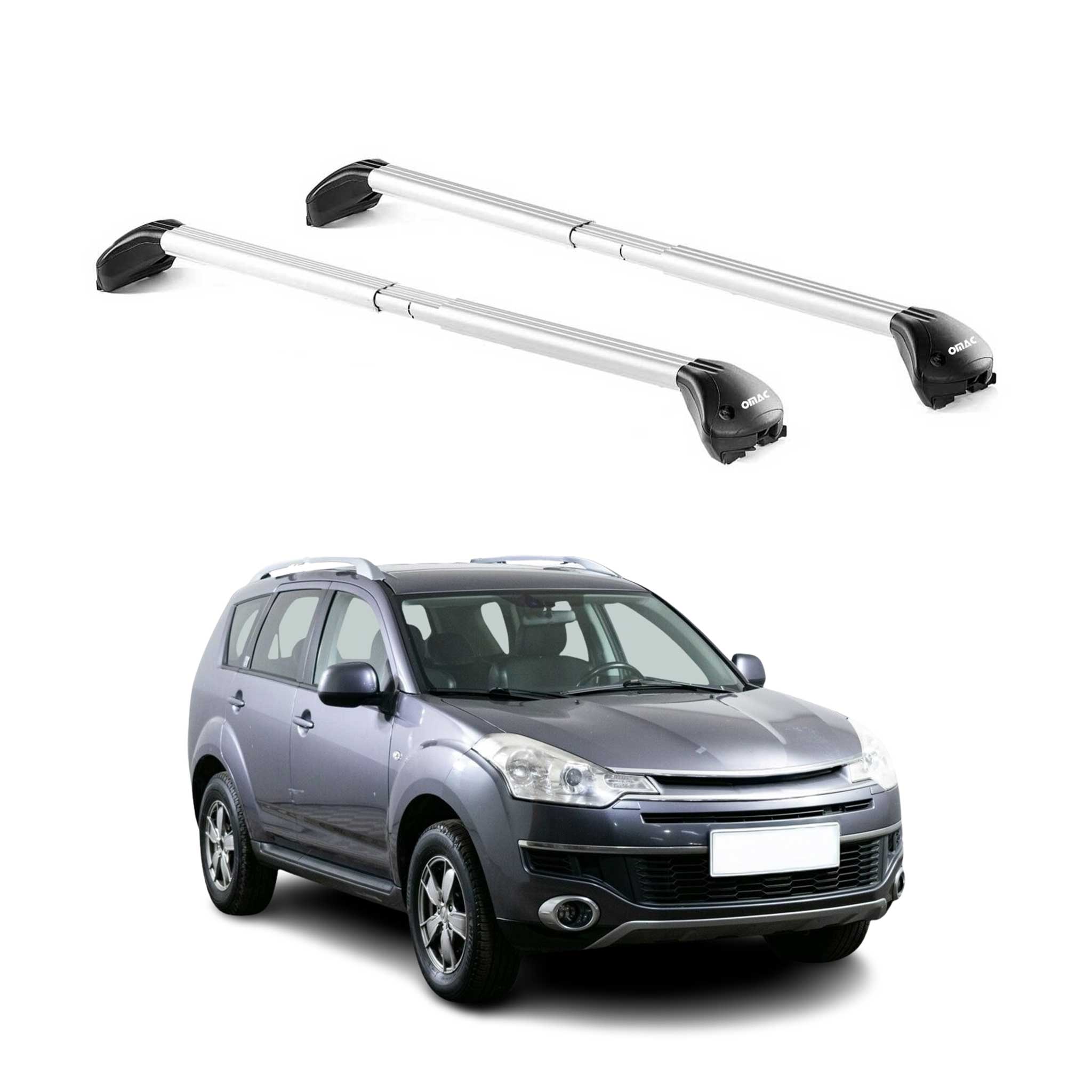 Omac Dachträger Querträger Tüv Geprüft Für Citroen C-crosser 2007-2012 5 Tür – Abschließbar (4 Schlösser) – Max 100 Kg – Edelstahlband + Gummischutz Silber