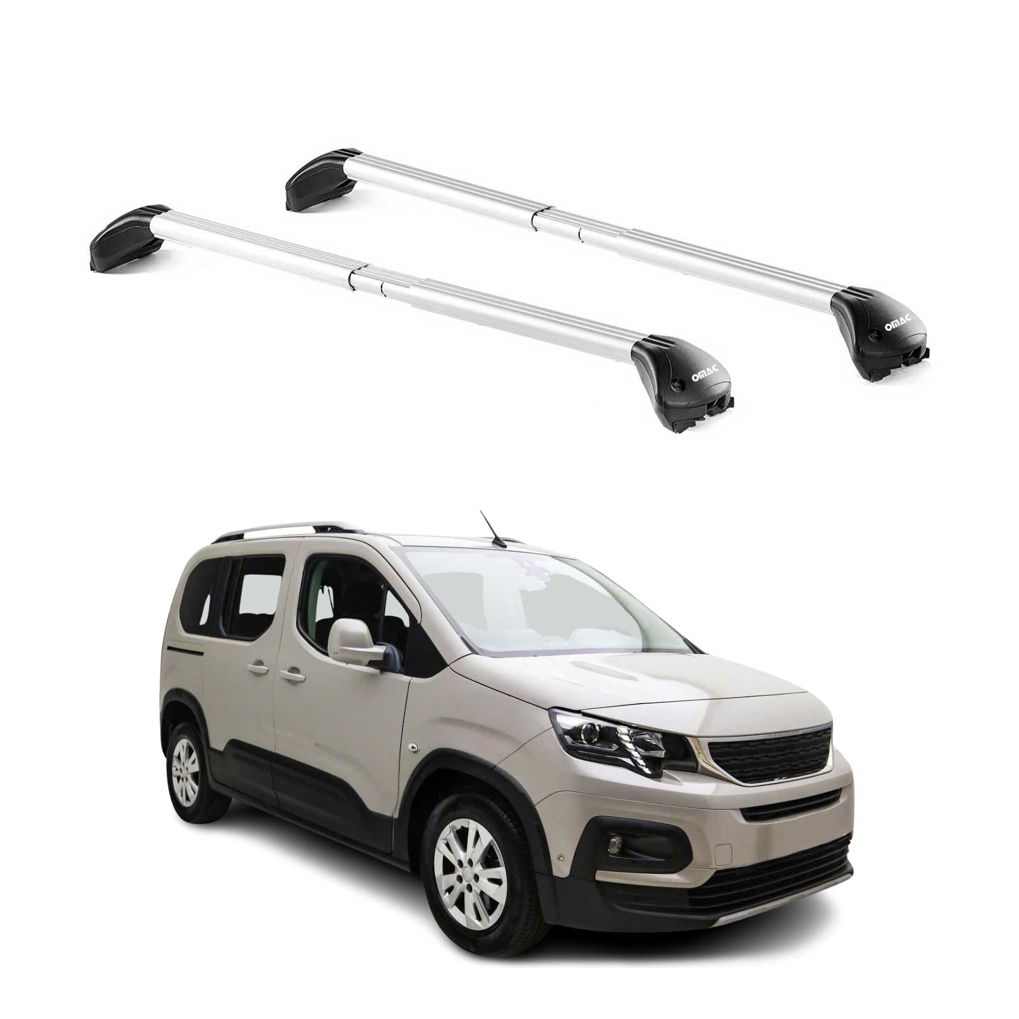 Omac Dachträger Querträger Tüv Geprüft Für Peugeot Partner / Rifter 2008-2026 – Abschließbar (4 Schlösser) – Max 100 Kg – Edelstahlband + Gummischutz Silber