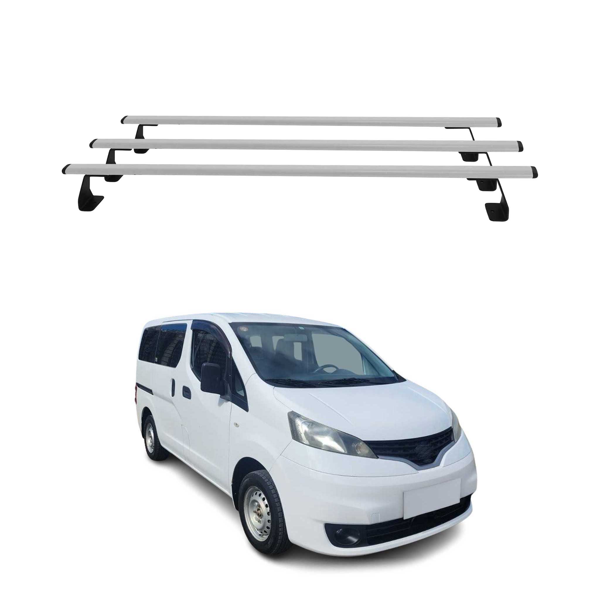 Omac Heavy Duty Dachträger Querträger Kompatibel Mit Nissan Nv200 2009-2020 – 3 Stangen – Stahl Silber
