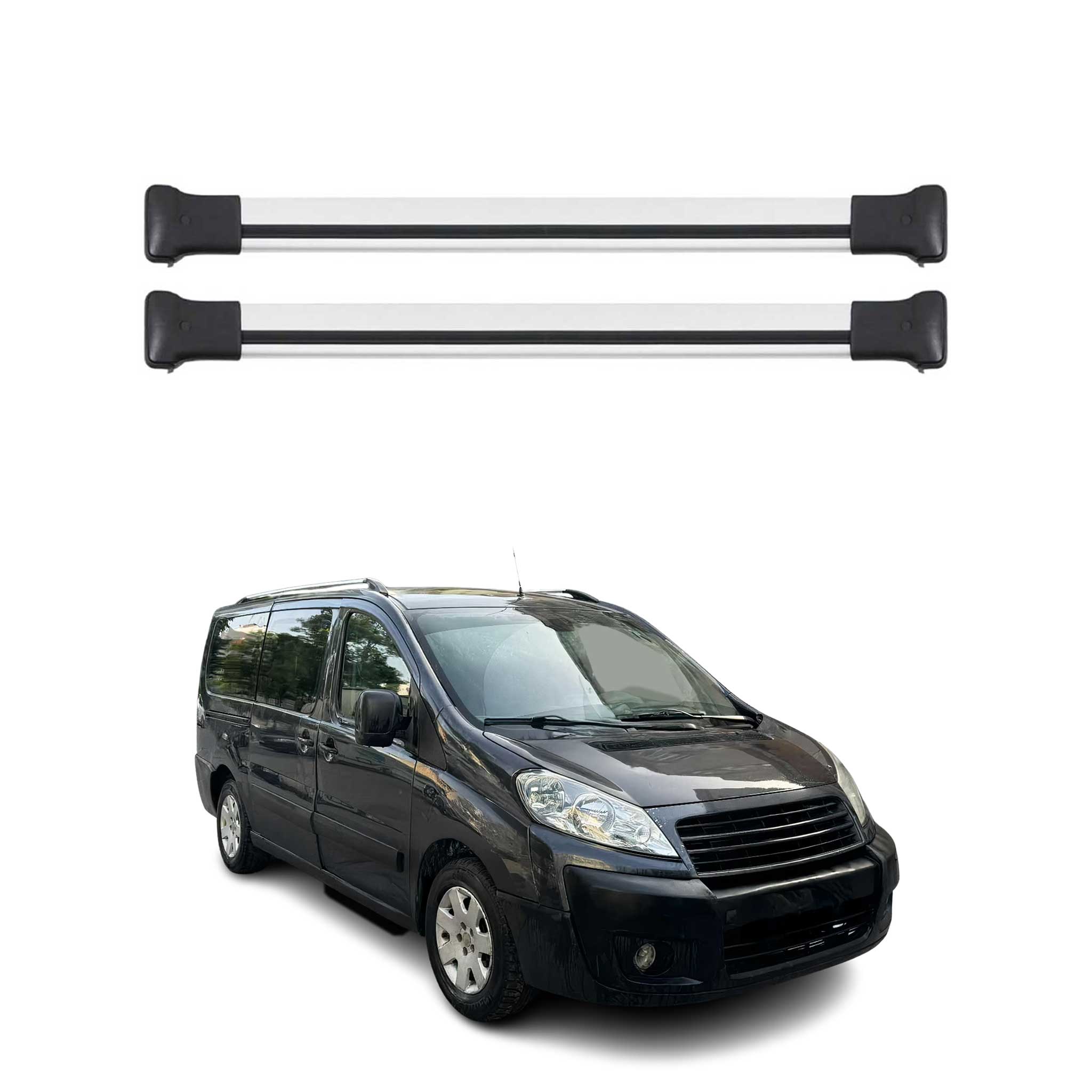 Omac Aluminium Dachträger Querträger Für Fiat Scudo 2007-2016 – Max. 75kg – 2 Stangen Silber