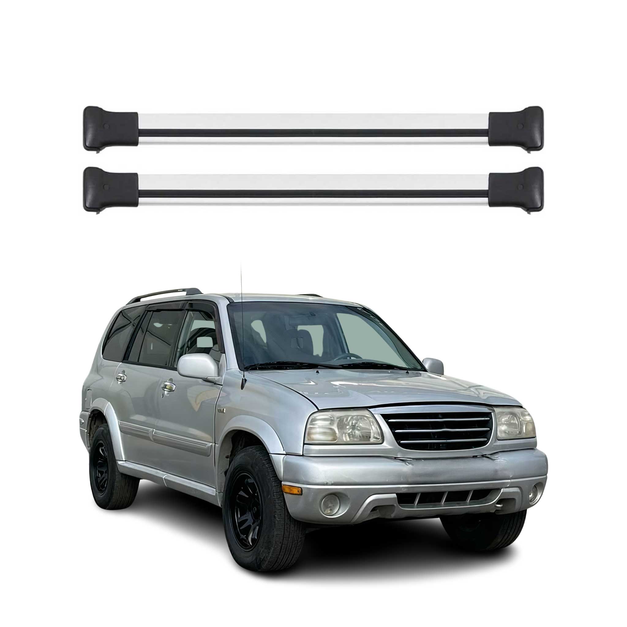 Omac Aluminium Dachträger Querträger Für Suzuki Grand Vitara 1998-2005 – Max. 75 Kg – 2 Stangen Silber