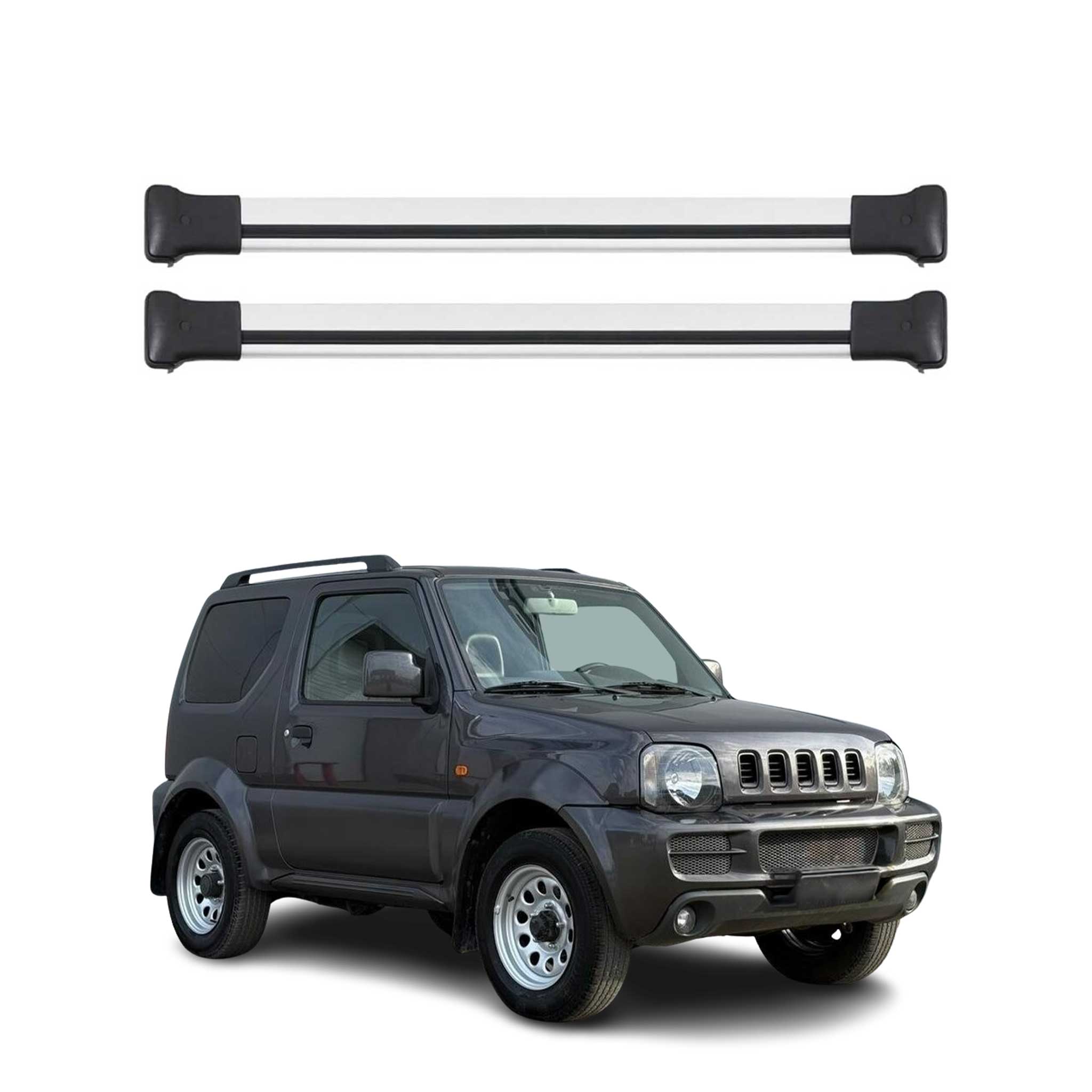 Omac Aluminium Dachträger Querträger Für Suzuki Jimny Iii 2005-2018 Fl – Max. 75 Kg – 2 Stangen Silber