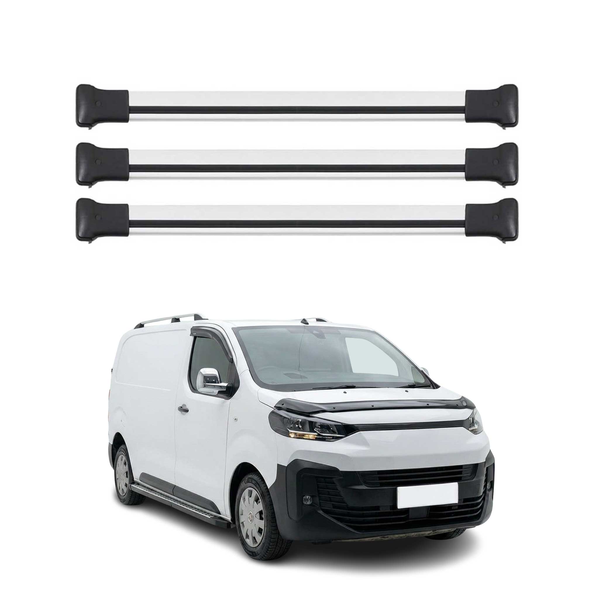 Omac Aluminium Dachträger Querträger Für Fiat Scudo 2022-2026 – Max. 75 Kg – 2 Stangen Silber