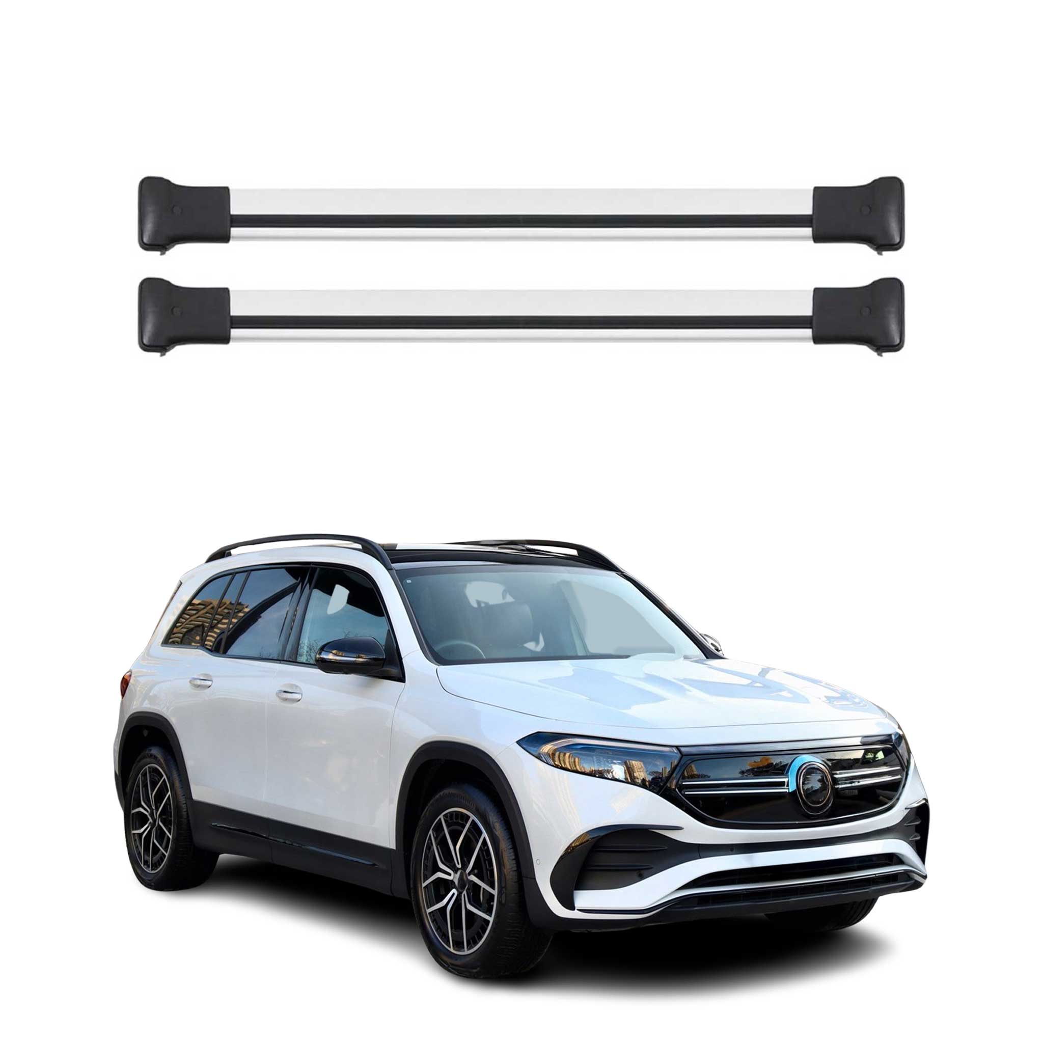 Omac Aluminium Dachträger Querträger Für Mercedes Eqb X243 2022-2026 – Max. 75 Kg – 2 Stangen Silber