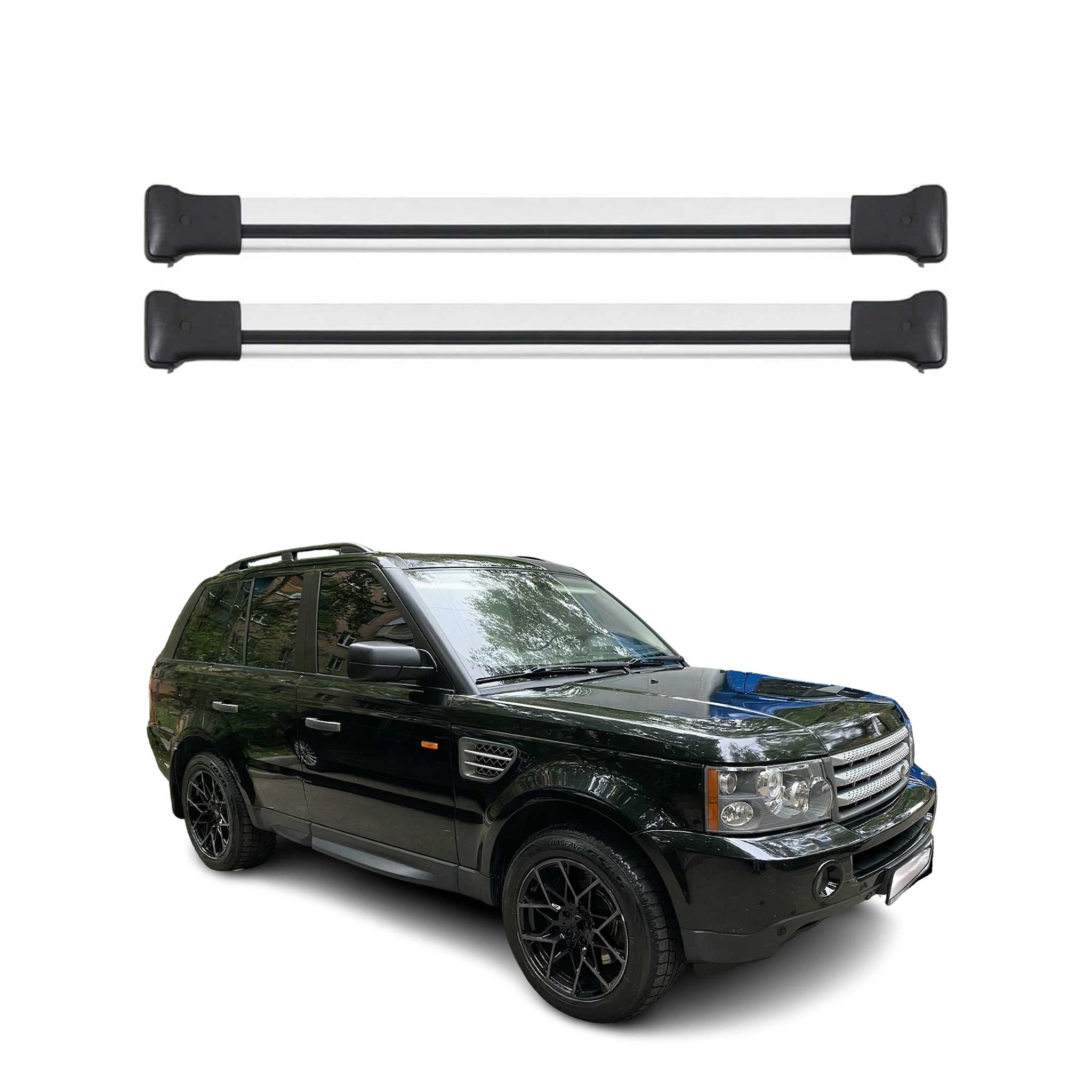 Omac Aluminium Dachträger Querträger Für Land Rover Range Rover Sport L320 2006-2013 – Max. 75 Kg – 2 Stangen Silber