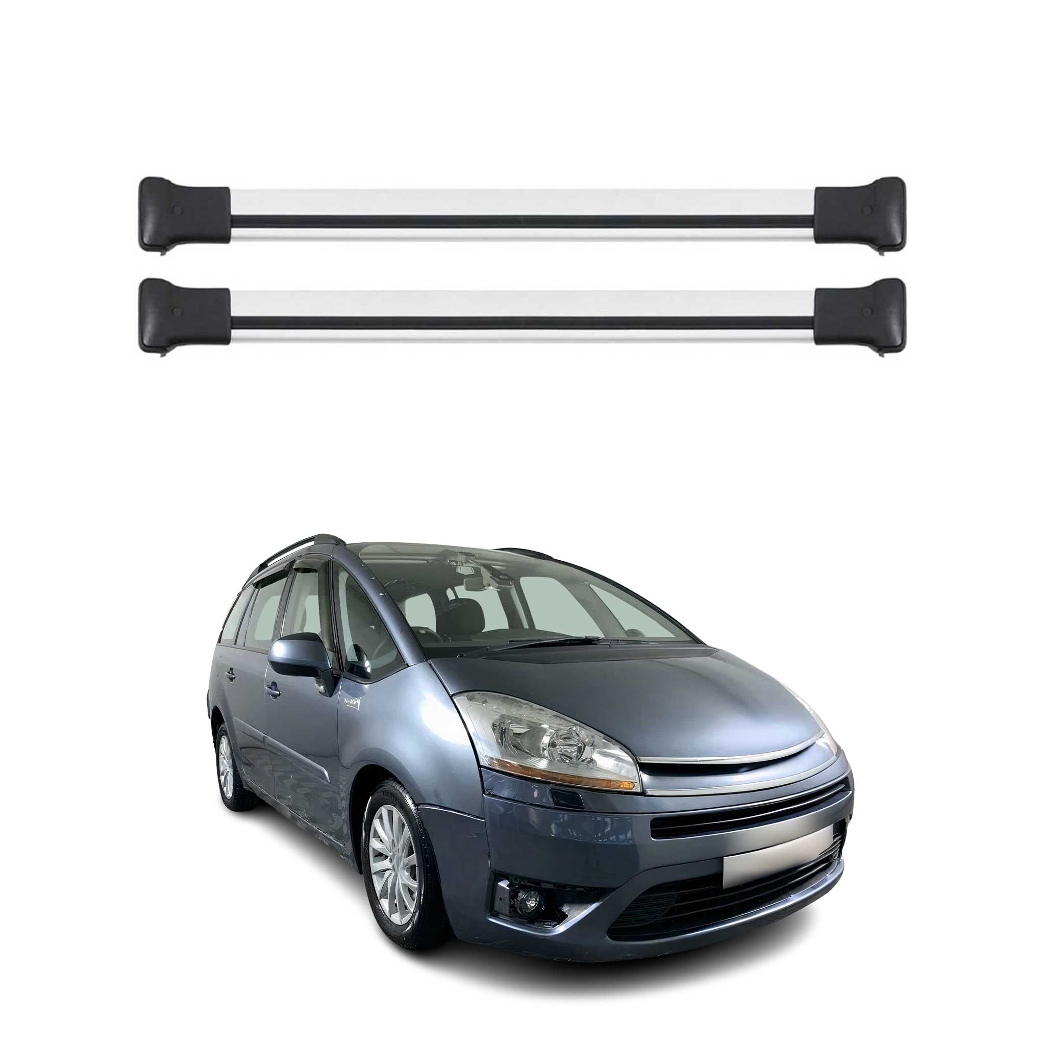 Omac Aluminium Dachträger Querträger Für Citroen C4 Picasso 2006-2013 – Max. 75 Kg – 2 Stangen Silber