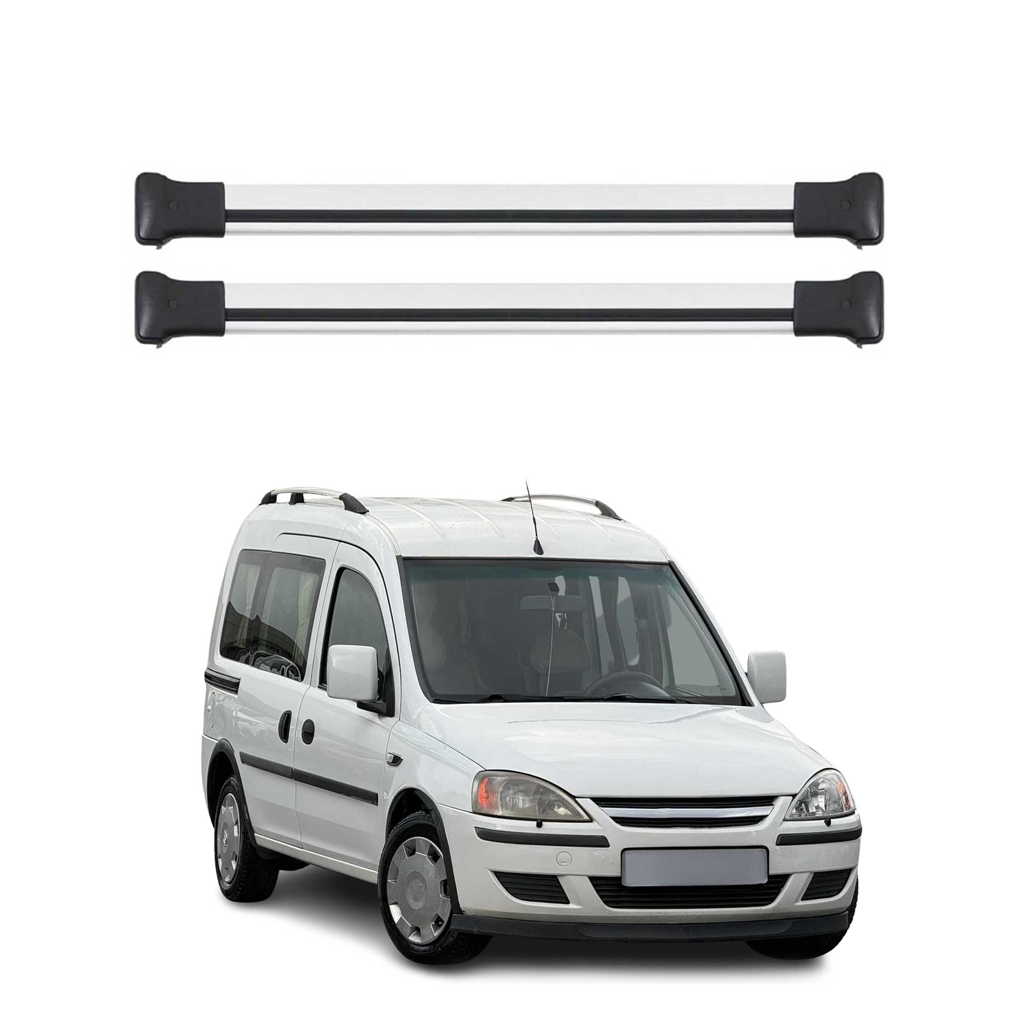 Omac Aluminium Dachträger Querträger Für Opel Combo C 2002-2012 – Max. 75 Kg – 2 Stangen Silber