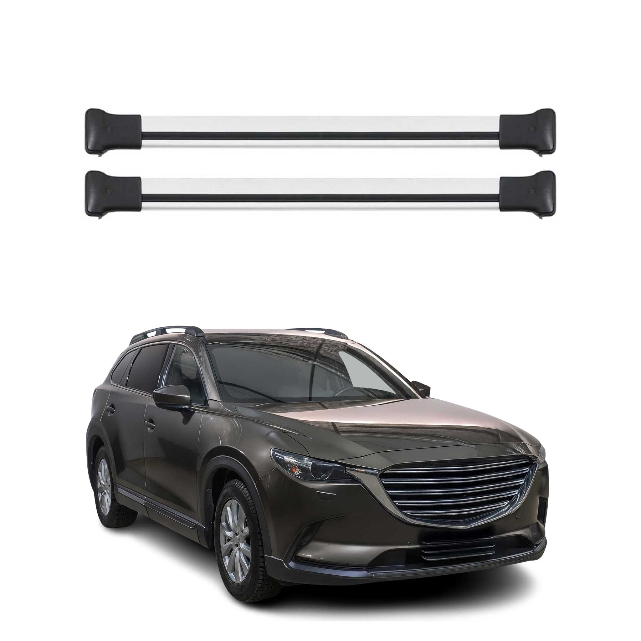Omac Aluminium Dachträger Querträger Für Mazda Cx-9 Ii 2016-2024 – Tüv / Din 75302:2019 – Max. 75 Kg – 2 Stangen Silber