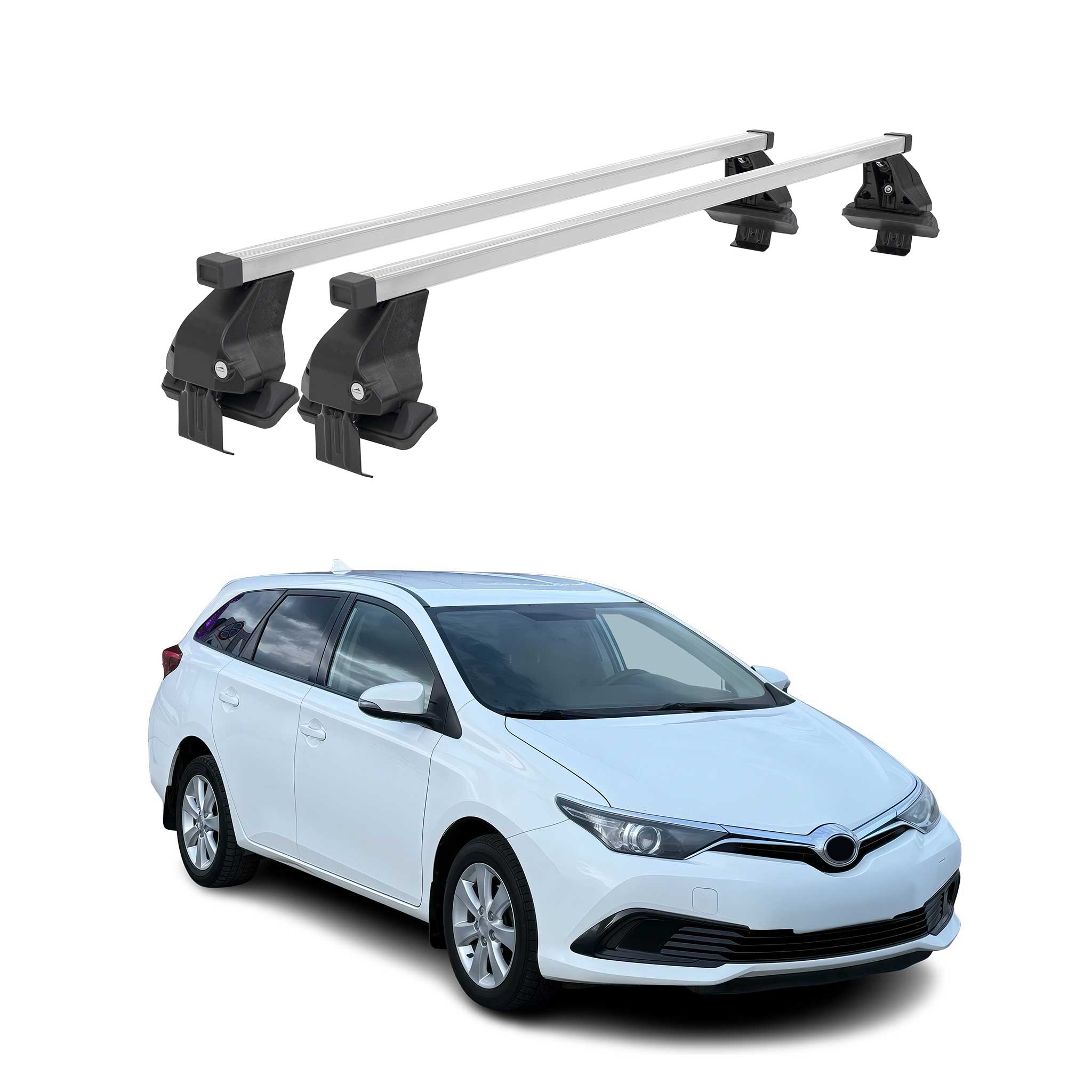 Omac Dachträger Querträger Stahl Für Toyota Auris Iii Kombi 2018-2026 – Abschließbar – City-crash-getestet – Din 75302:2019 – Iso/pas 11154:2006 – Max. 50 Kg Silber