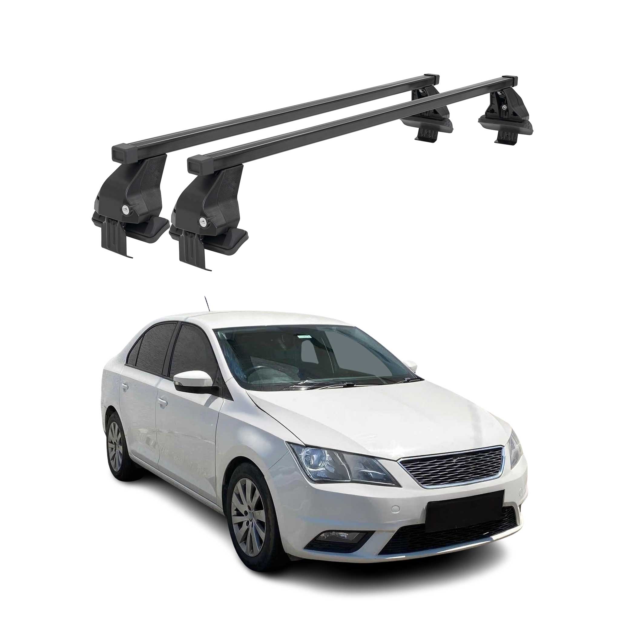 Omac Dachträger Querträger Stahl Für Seat Toledo Iv 2012-2019 – Abschließbar – City-crash-getestet – Din 75302:2019 – Iso/pas 11154:2006 – Max. 50 Kg Schwarz