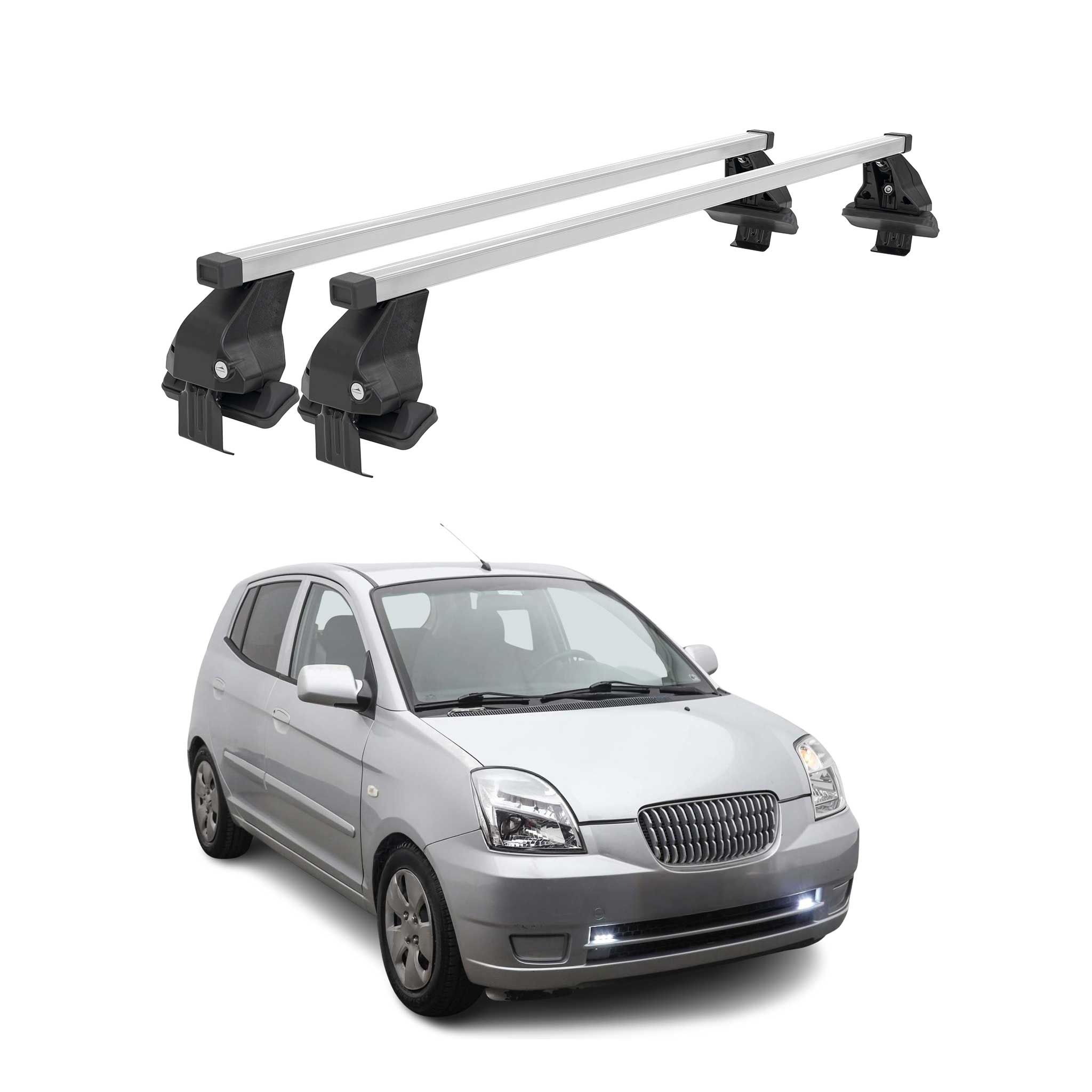 Omac Dachträger Querträger Stahl Für Kia Picanto I 2004-2011 – Abschließbar – City-crash-getestet – Din 75302:2019 – Iso/pas 11154:2006 – Max. 50 Kg Silber