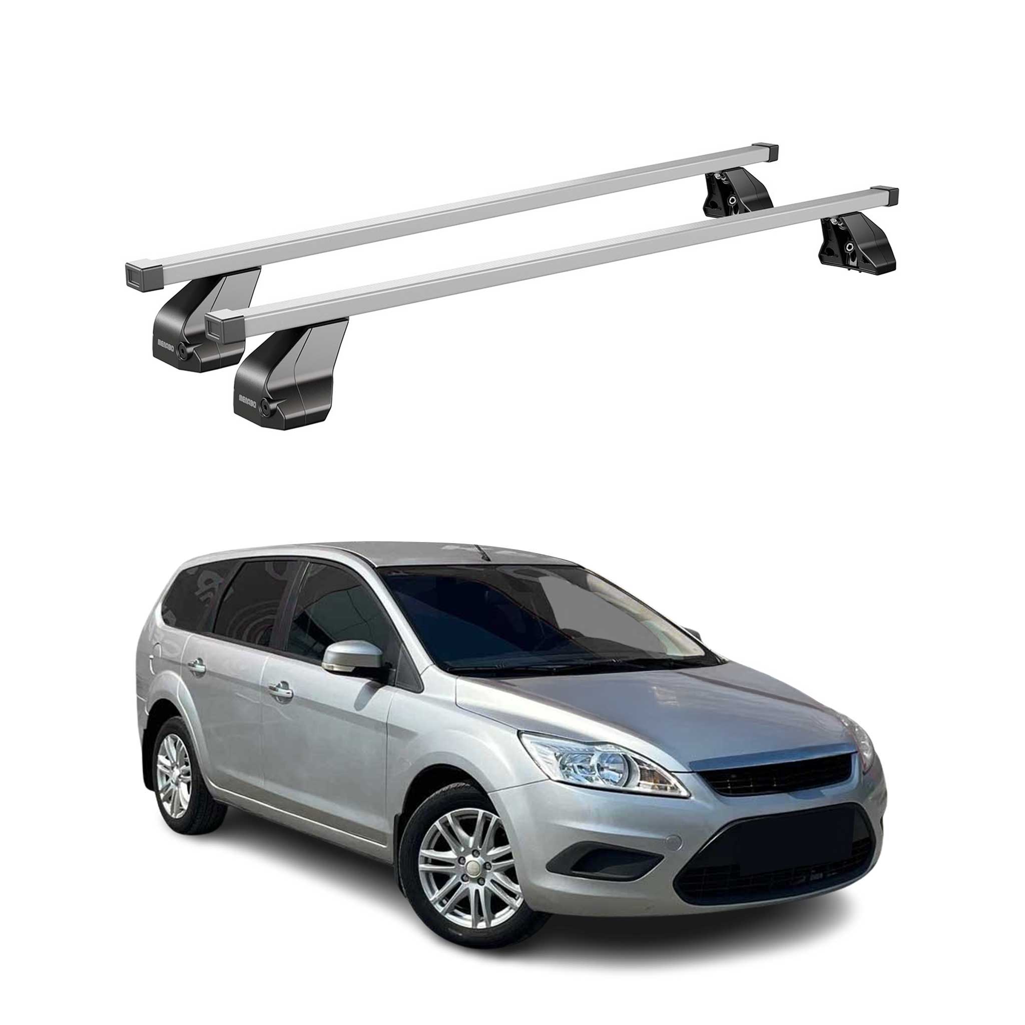 Omac Dachträger Querträger Stahl Für Ford Focus Ii Sw 2004-2010 – Abschließbar – City-crash-getestet – Din 75302:2019 – Iso/pas 11154:2006 – Max. 50 Kg Silber