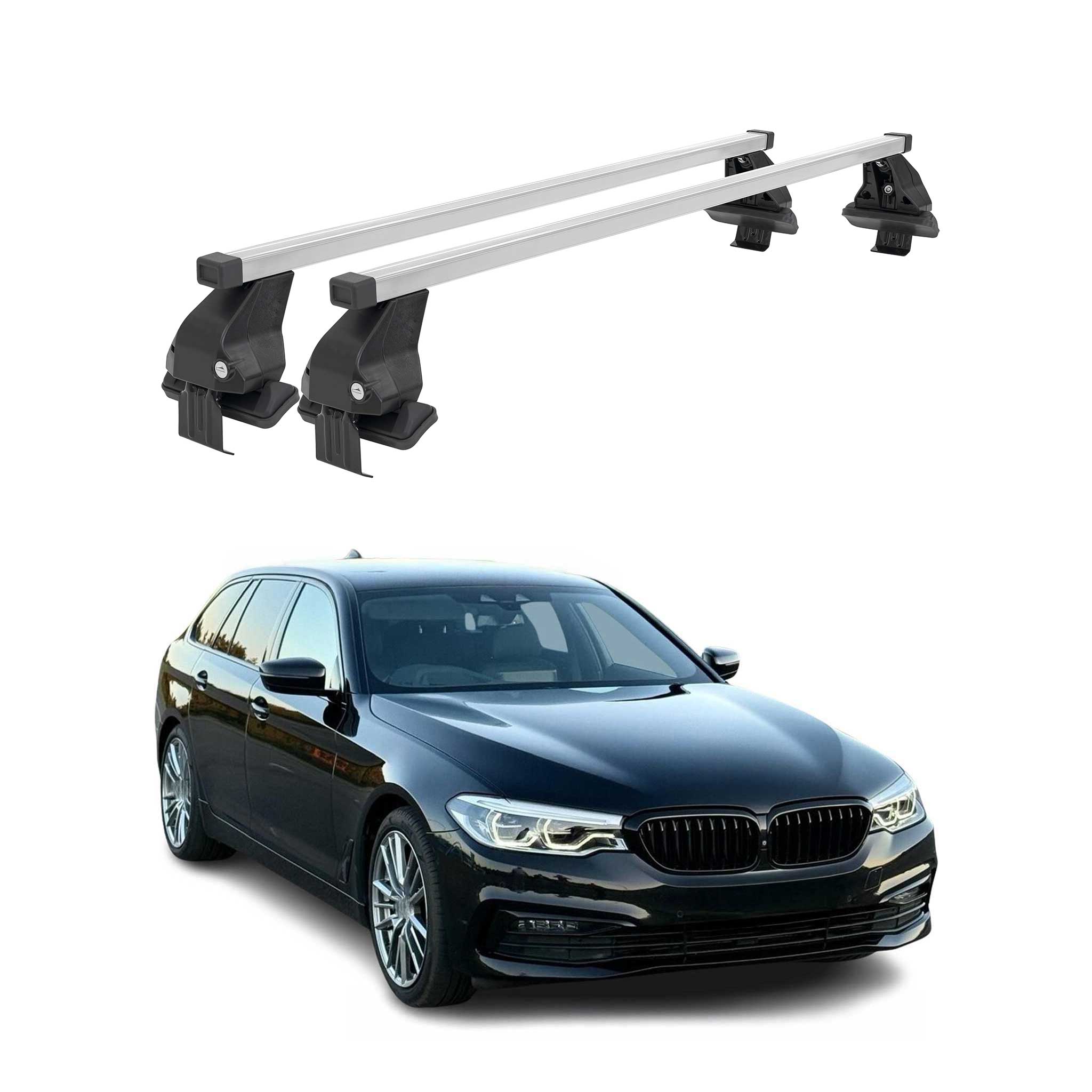 Omac Dachträger Querträger Stahl Für Bmw 5er Touring G31 2017-2023 – Abschließbar – City-crash-getestet – Din 75302:2019 – Iso/pas 11154:2006 – Max. 50 Kg Silber