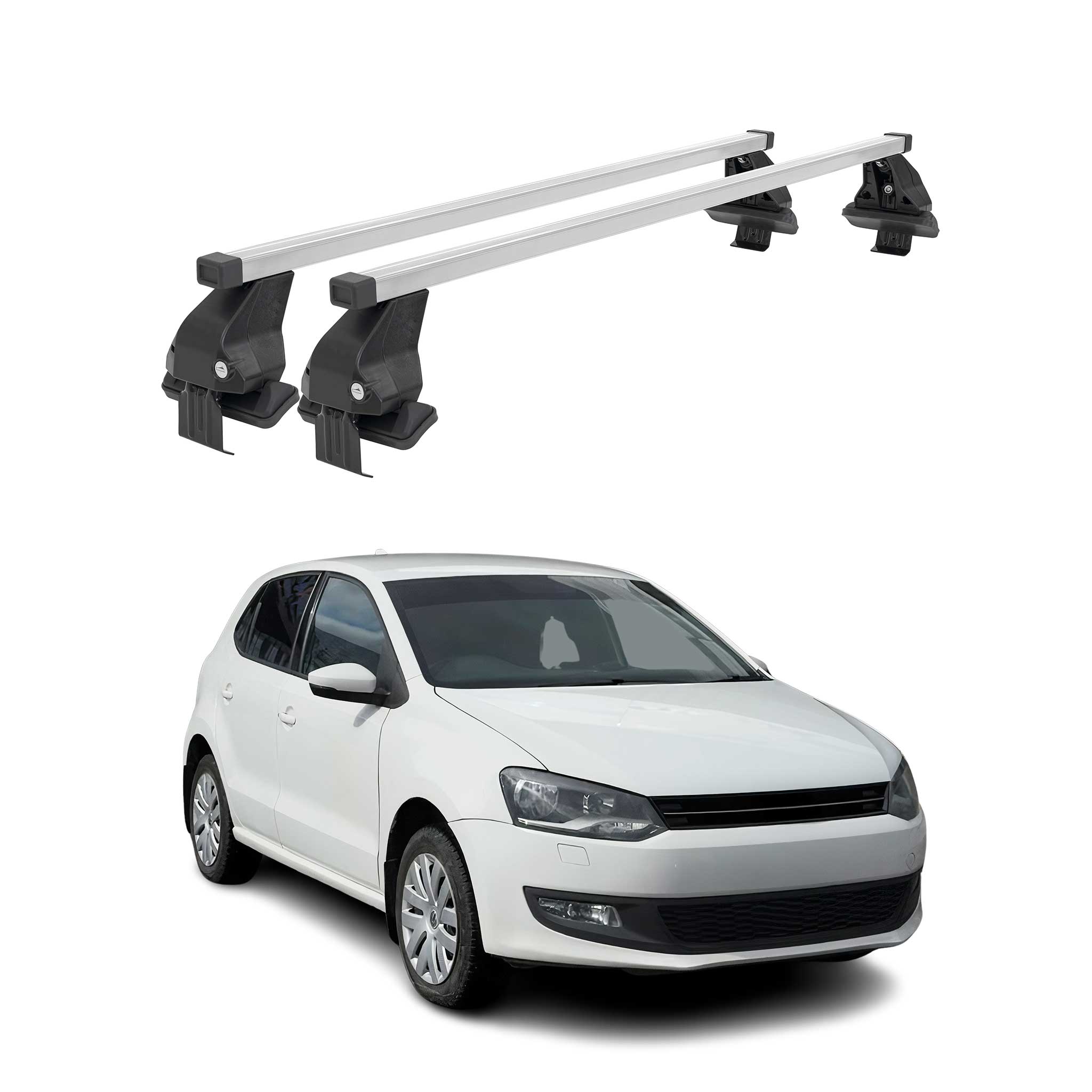 Omac Dachträger Querträger Stahl Für Vw Polo Mk5 2009-2017 3tür – Abschließbar – City-crash-getestet – Din 75302:2019 – Iso/pas 11154:2006 – Max. 50 Kg Silber