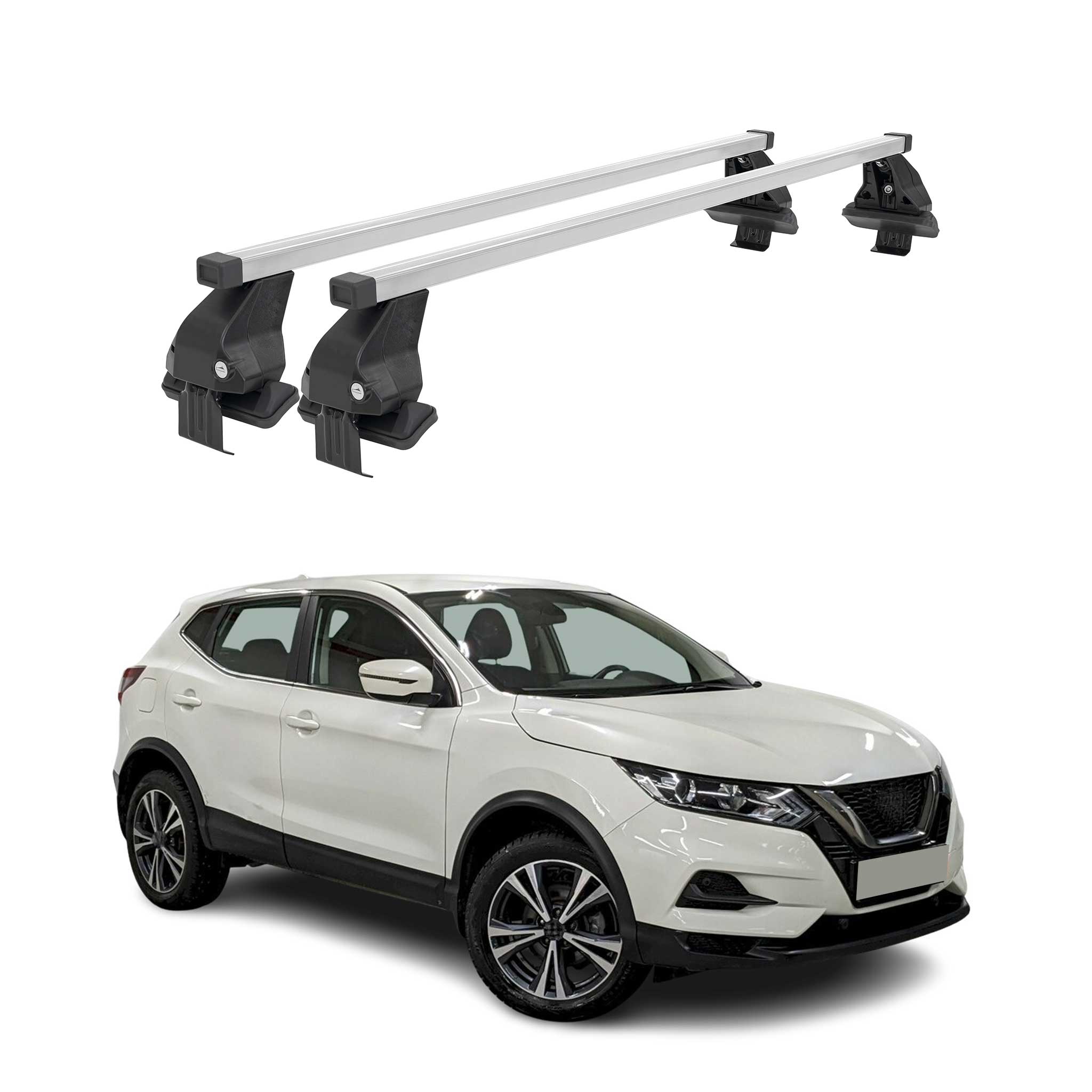 Omac Dachträger Querträger Stahl Für Nissan Qashqai J11 2013-2017 Pre-fl – Abschließbar – City-crash-getestet – Din 75302:2019 – Iso/pas 11154:2006 – Max. 50 Kg Silber