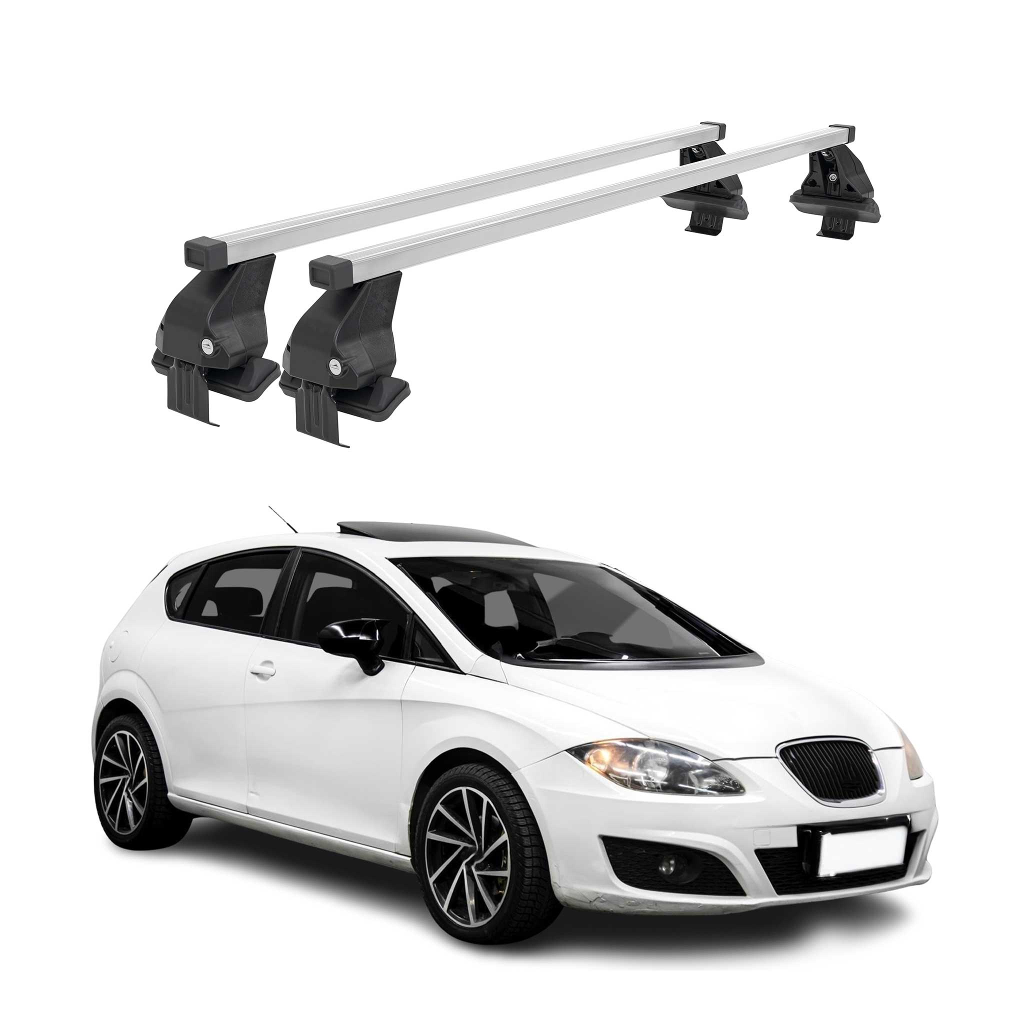 Omac Dachträger Querträger Stahl Für Seat Leon Ii 2009-2012 Fl – Abschließbar – City-crash-getestet – Din 75302:2019 – Iso/pas 11154:2006 – Max. 50 Kg Silber