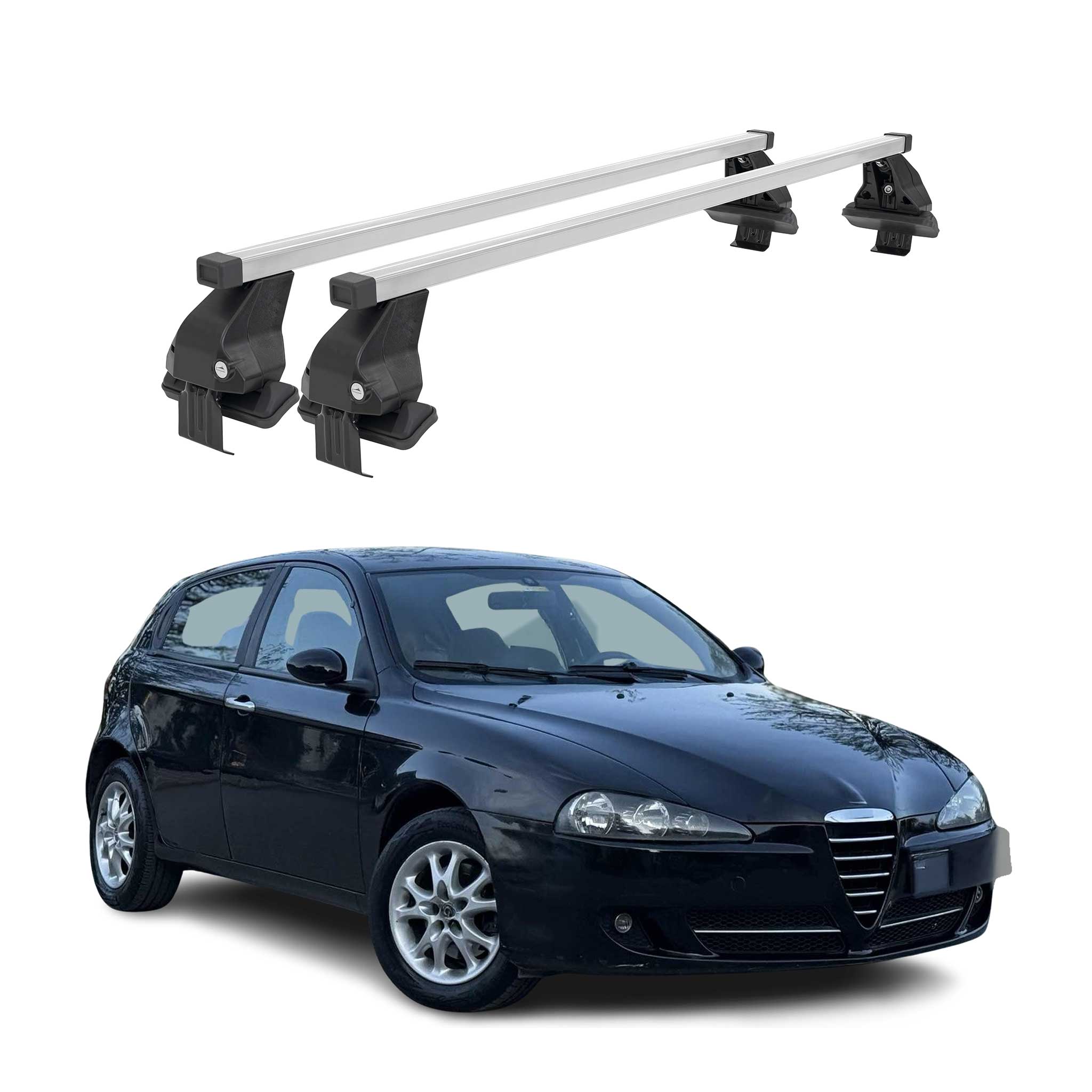 Omac Dachträger Querträger Stahl Für Alfa Romeo 147 3tür 2000-2010 – Abschließbar – City-crash-getestet – Din 75302:2019 – Iso/pas 11154:2006 – Max. 50 Kg Silber