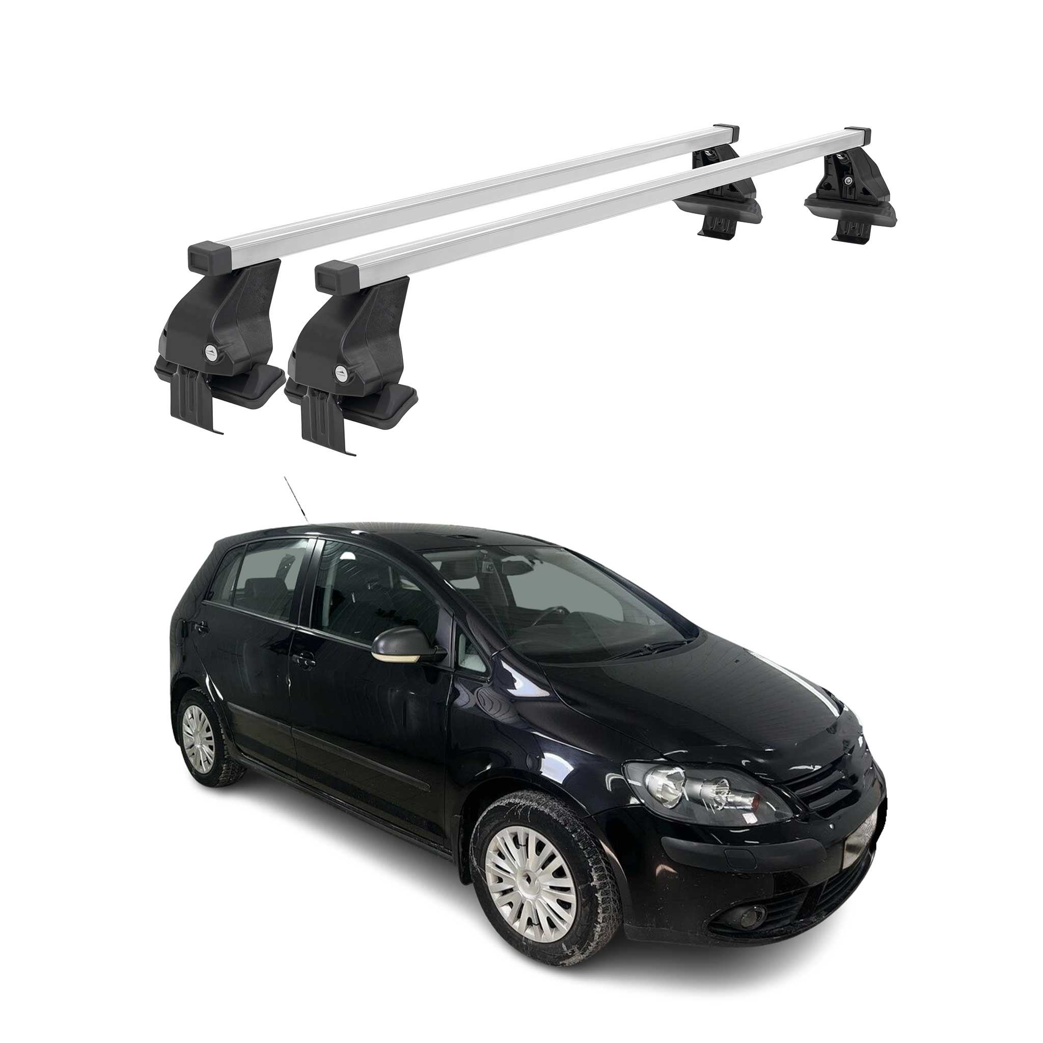 Omac Dachträger Querträger Stahl Für Vw Golf Plus Mk5 2004-2009 – Abschließbar – City-crash-getestet – Din 75302:2019 – Iso/pas 11154:2006 – Max. 50 Kg Silber