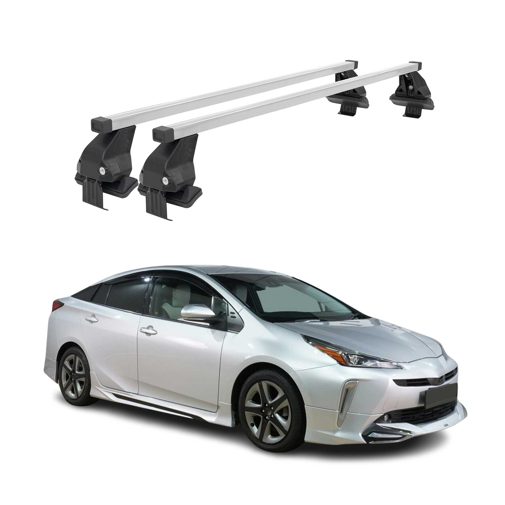 Omac Dachträger Querträger Stahl Für Toyota Prius Iv 2018-2022 Fl – Abschließbar – City-crash-getestet – Din 75302:2019 – Iso/pas 11154:2006 – Max. 50 Kg Silber
