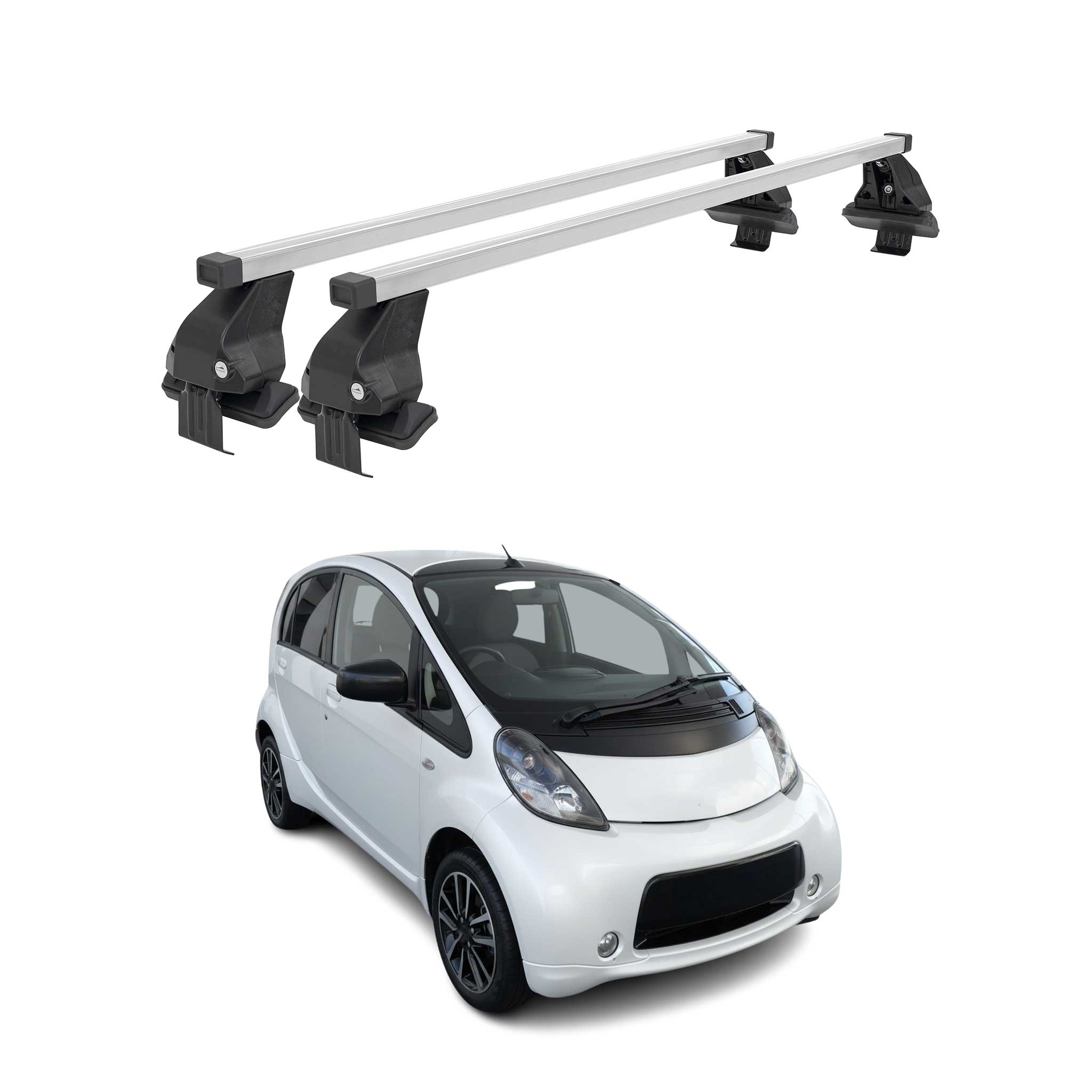 Omac Dachträger Querträger Stahl Für Peugeot Ion / Citroen C-zero 2010-2020 – Abschließbar – City-crash-getestet – Din 75302:2019 – Iso/pas 11154:2006 – Max. 50 Kg Silber