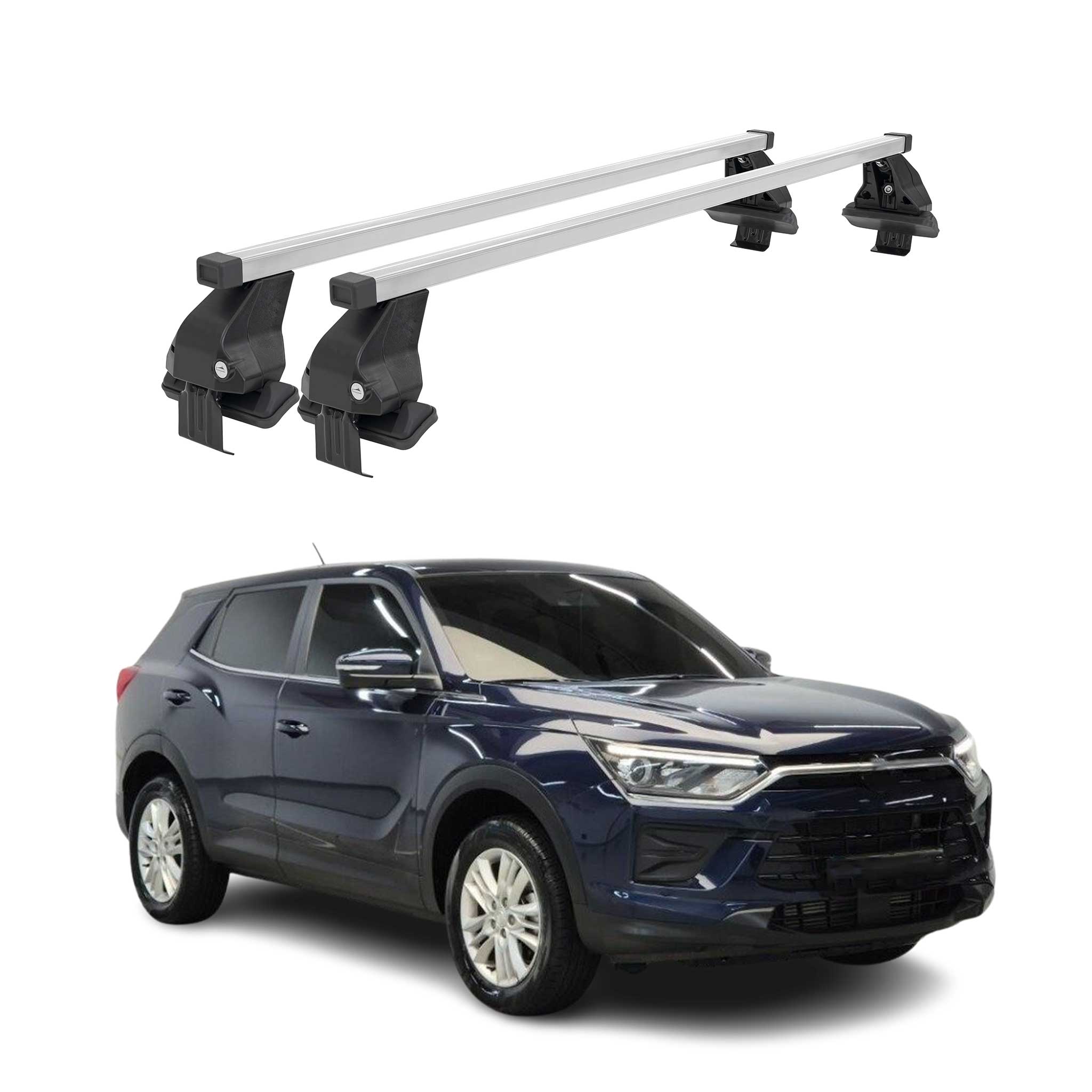 Omac Dachträger Querträger Stahl Für Ssangyong Korando Iv 2019-2026 – Abschließbar – City-crash-getestet – Din 75302:2019 – Iso/pas 11154:2006 – Max. 50 Kg Silber