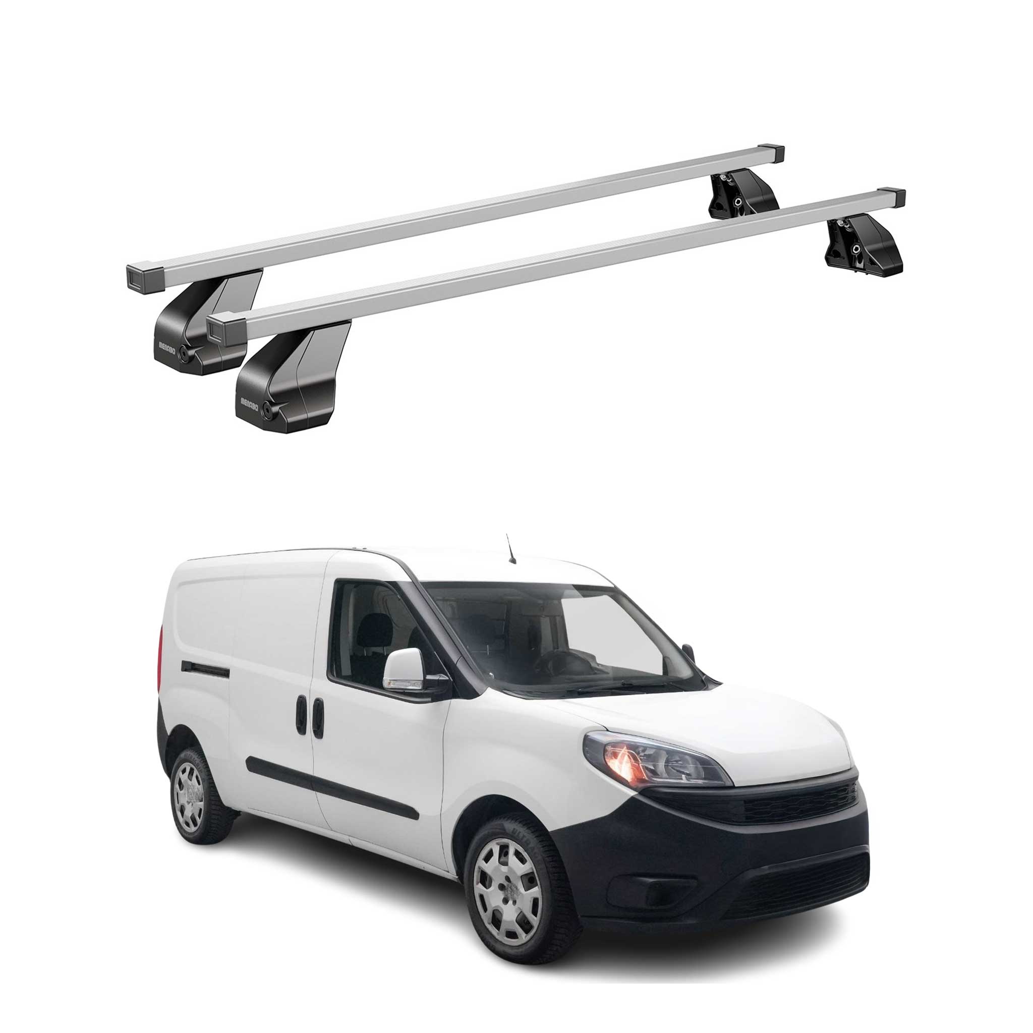 Omac Dachträger Querträger Stahl Für Fiat Doblo Ii Maxi 2015-2021 – Abschließbar – City-crash-getestet – Din 75302:2019 – Iso/pas 11154:2006 – Max. 75 Kg Silber