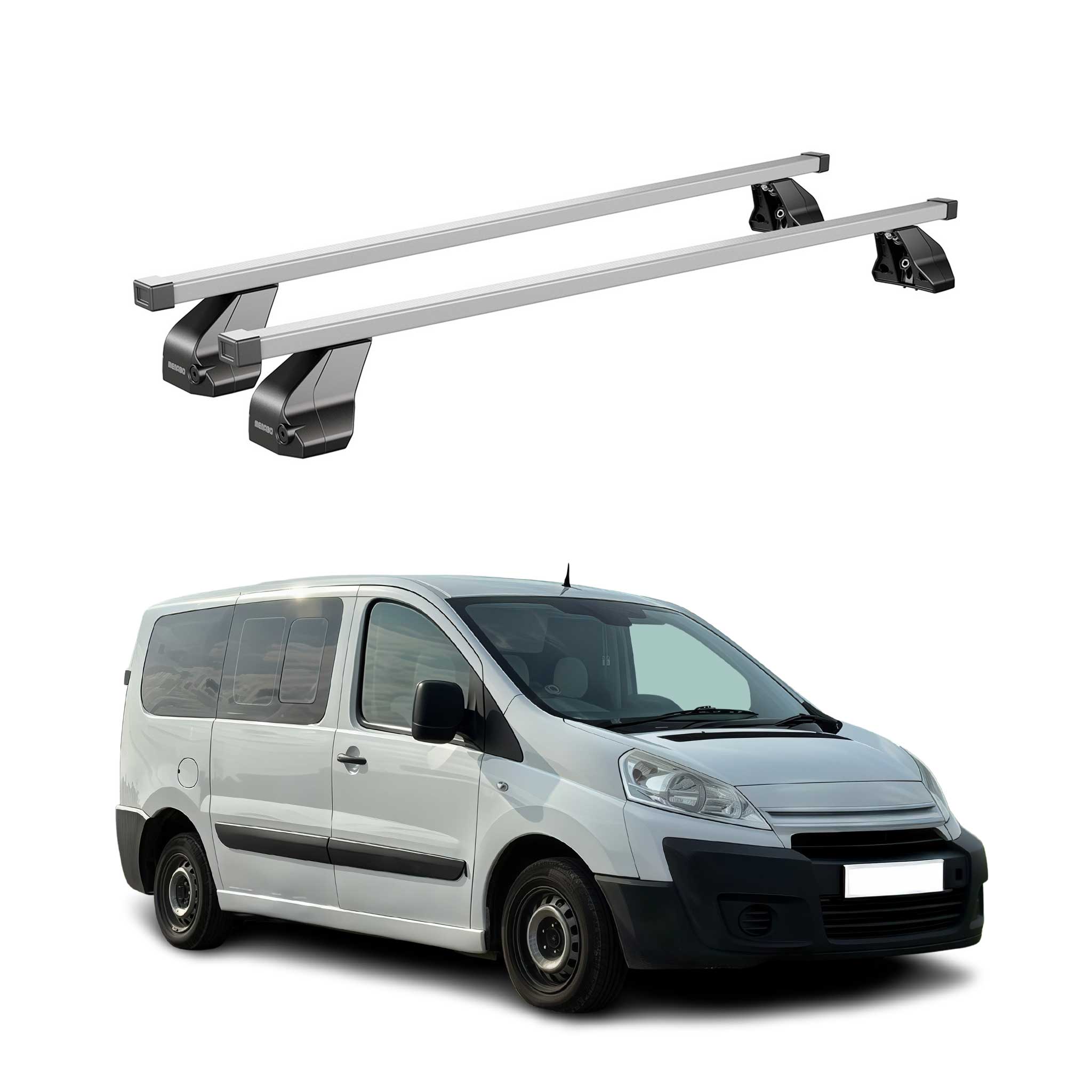 Omac Dachträger Querträger Stahl Für Citroen Jumpy Mk2 2007-2016 – Abschließbar – City-crash-getestet – Din 75302:2019 – Iso/pas 11154:2006 – Max. 75 Kg Silber